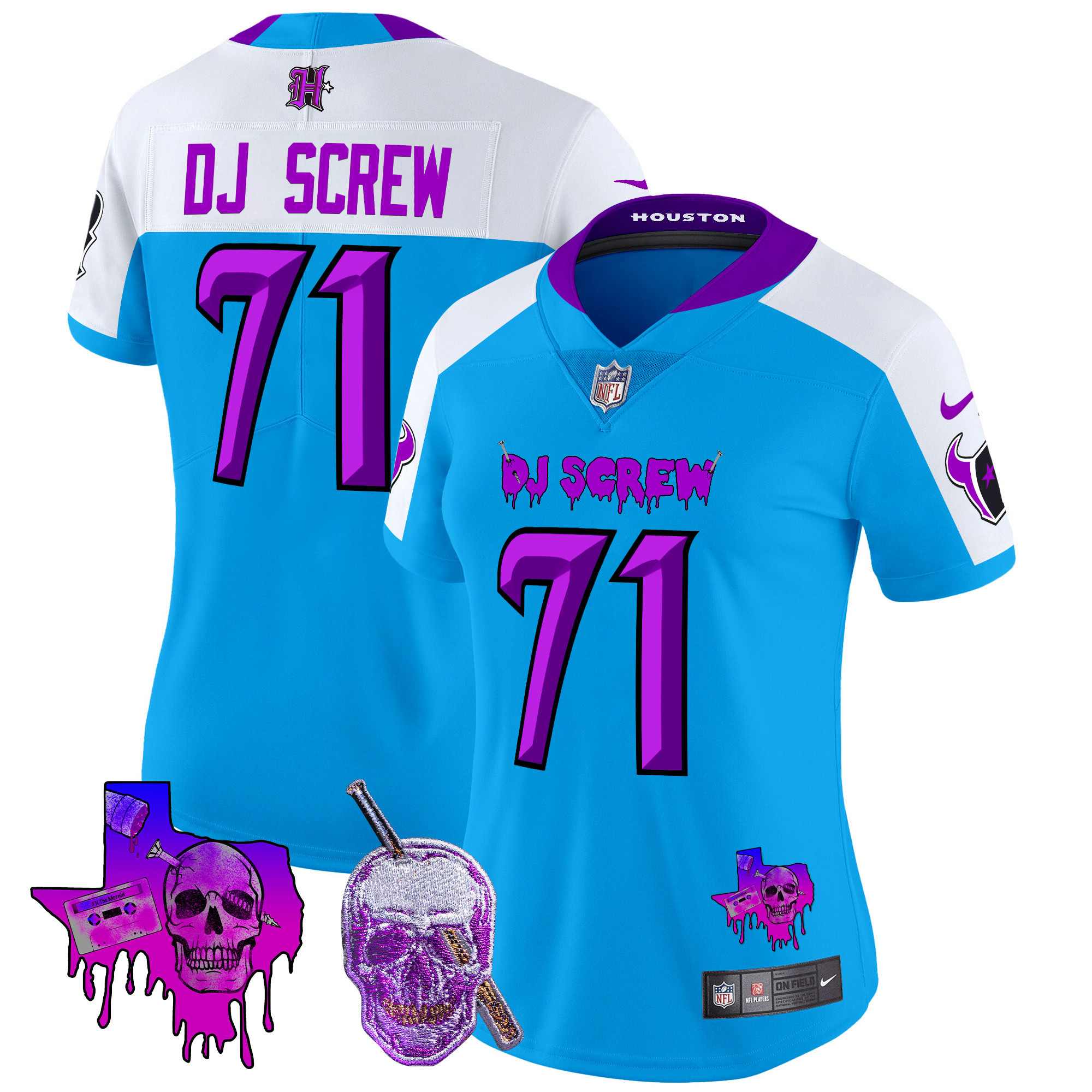 Screw 1971 Women's Houston Texans DJ Screw Vapor Limited Blue Alternate Jersey - All Stitched