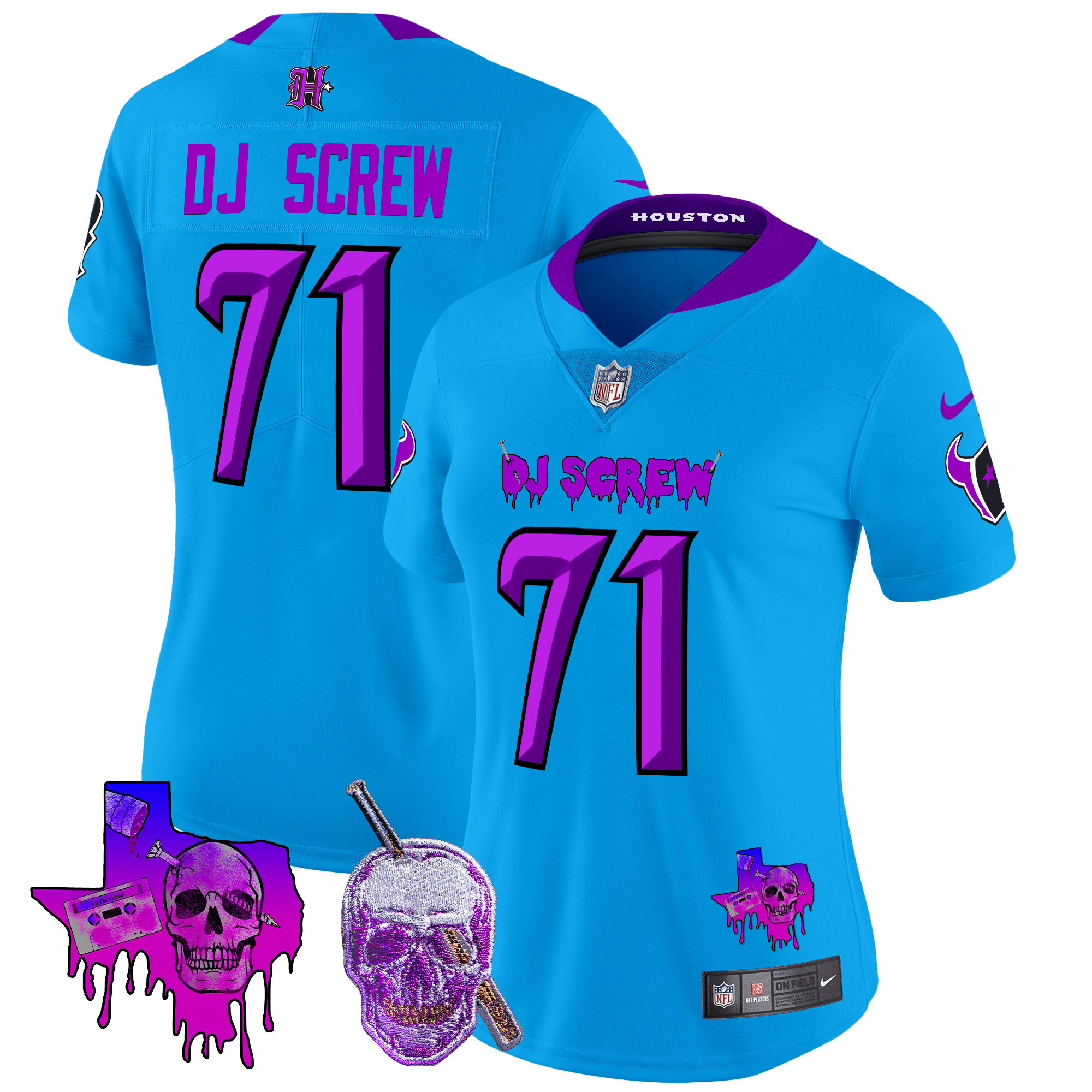 Screw 1971 Women's Houston Texans DJ Screw Vapor Limited Blue Jersey - All Stitched
