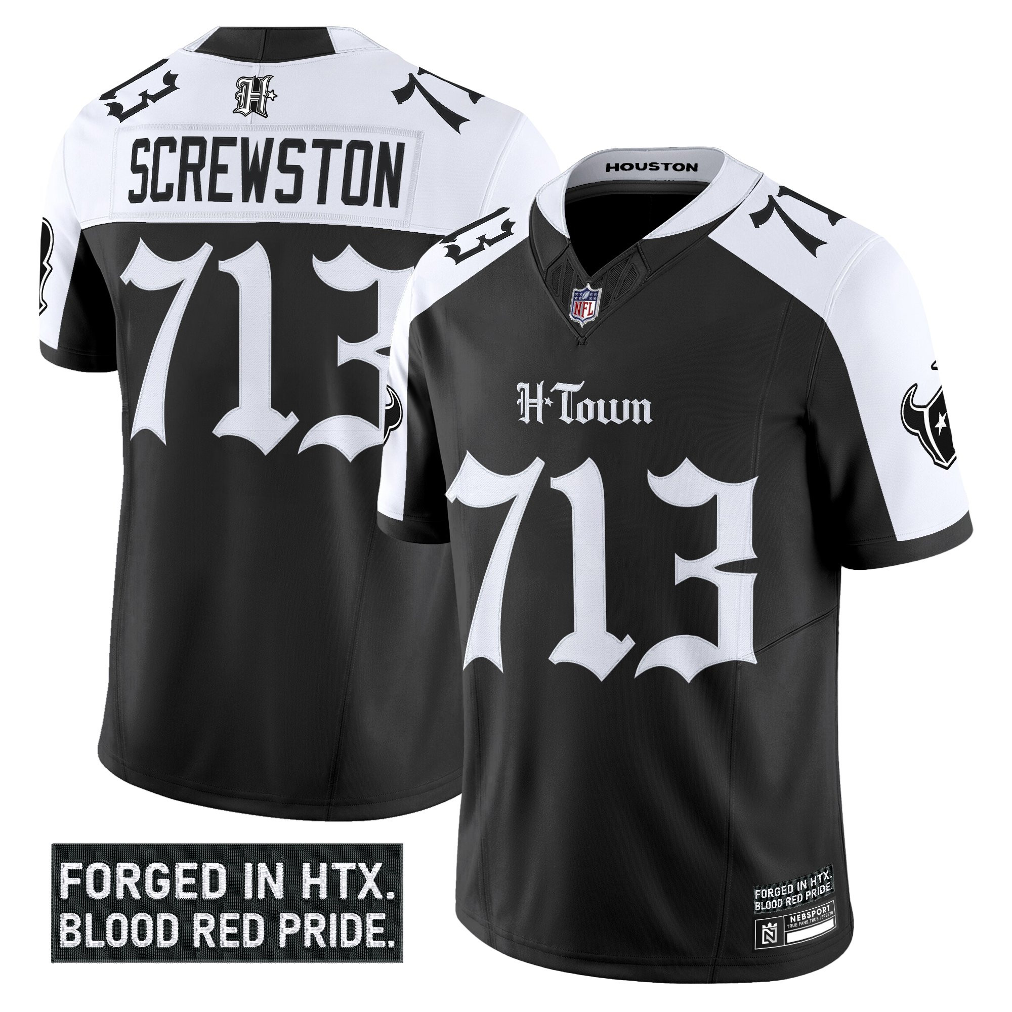 Screwston 713 Men's Houston Texans 'Gothic Lone Star Shadows Edition' Vapor Limited Alternate Jersey - All Stitched