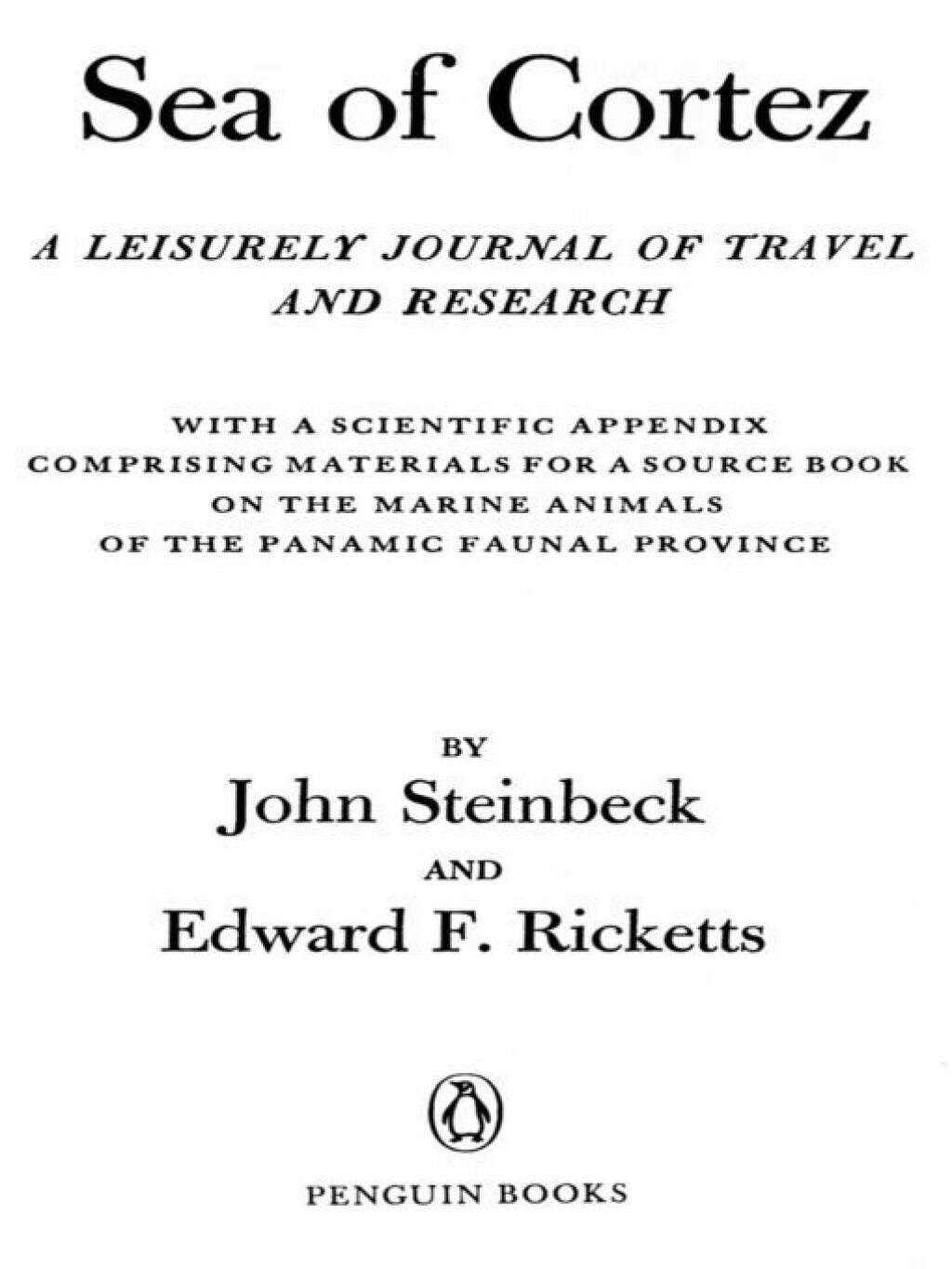 Sea of Cortez A Leisurely Journal of Travel and Research - (PDF/EPUB Version)