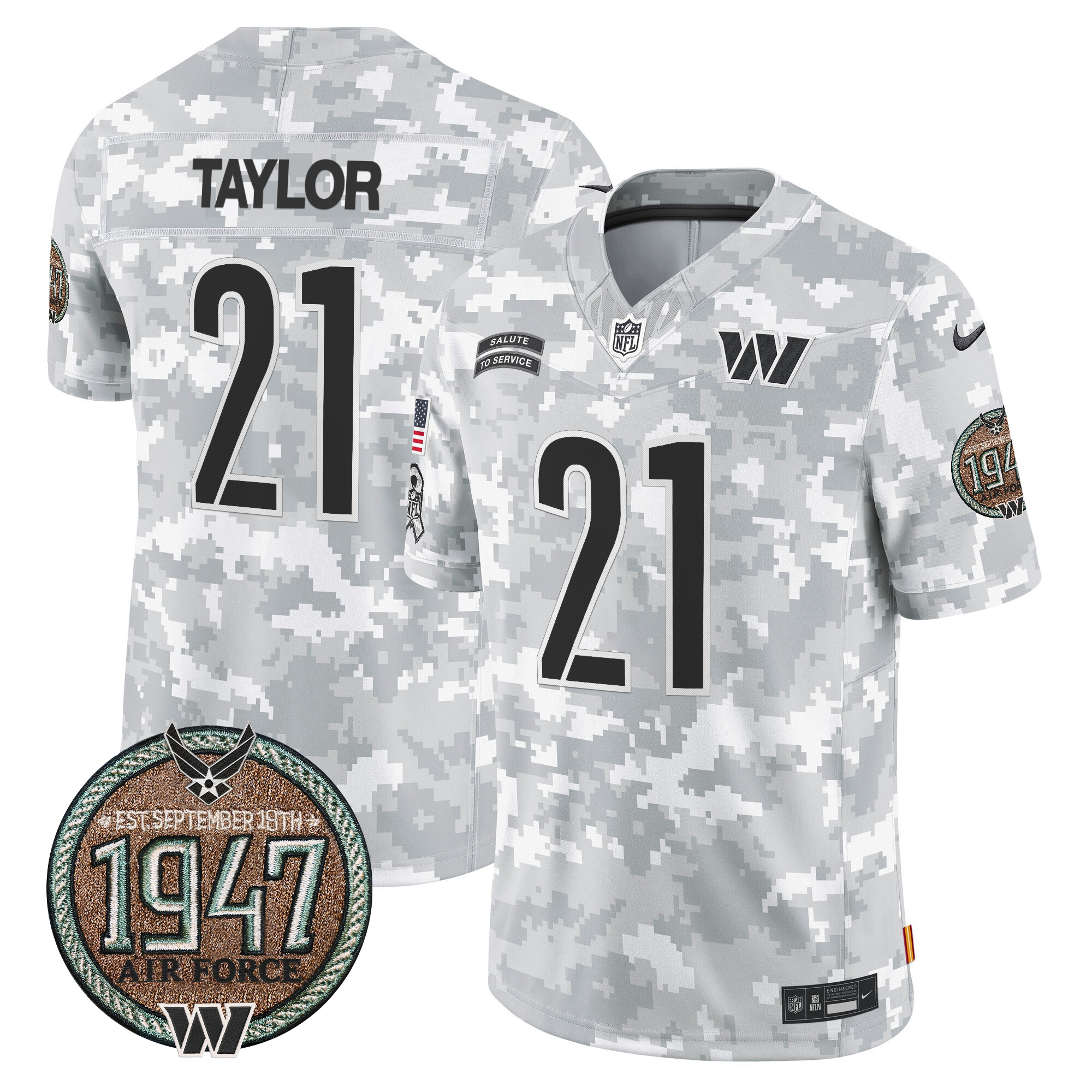 Sean Taylor Men's Washington Commanders 2024 Salute to Service Establishment Year Patch Vapor Limited Air Force Jersey - All Stitched