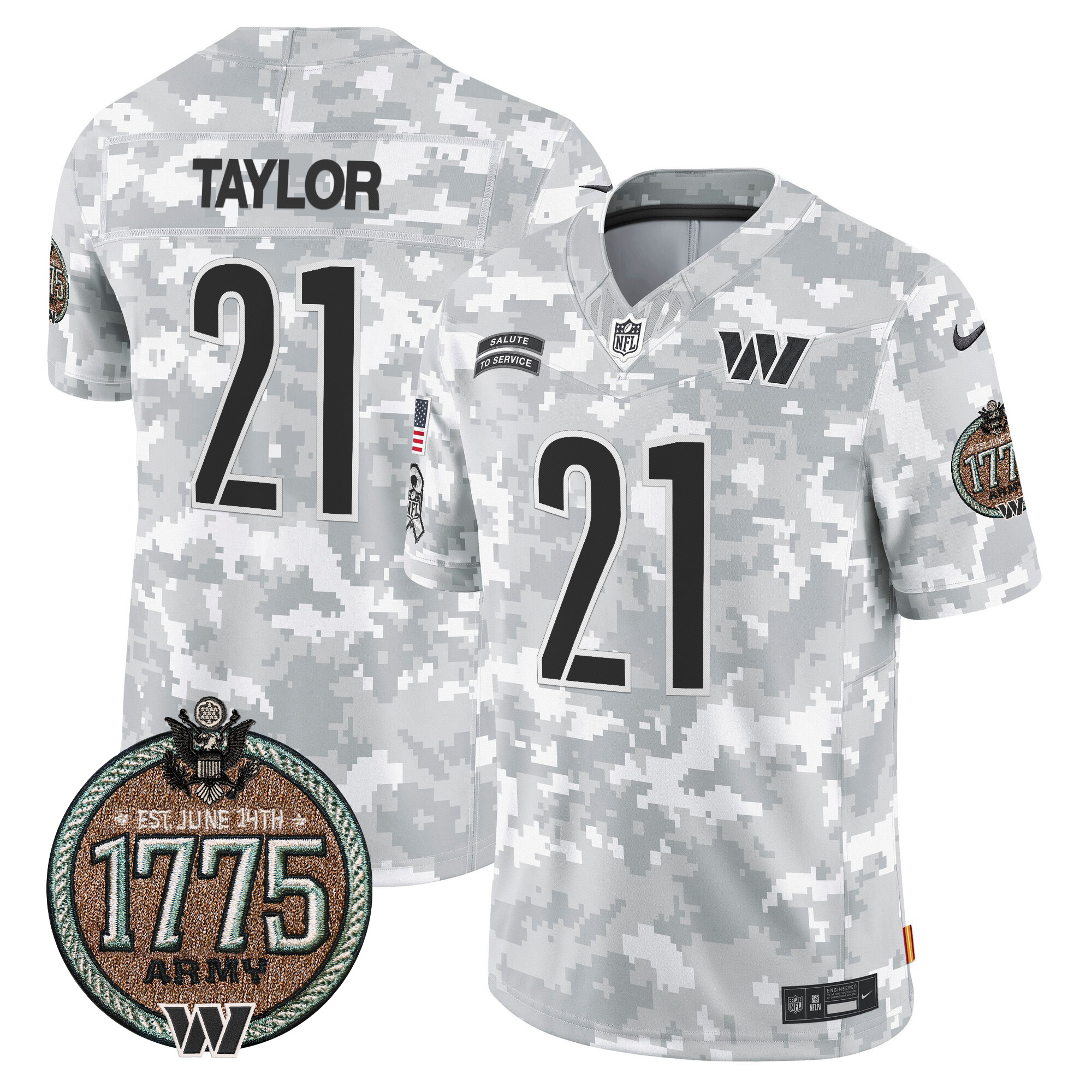 Sean Taylor Men's Washington Commanders 2024 Salute to Service Establishment Year Patch Vapor Limited Army Jersey - All Stitched