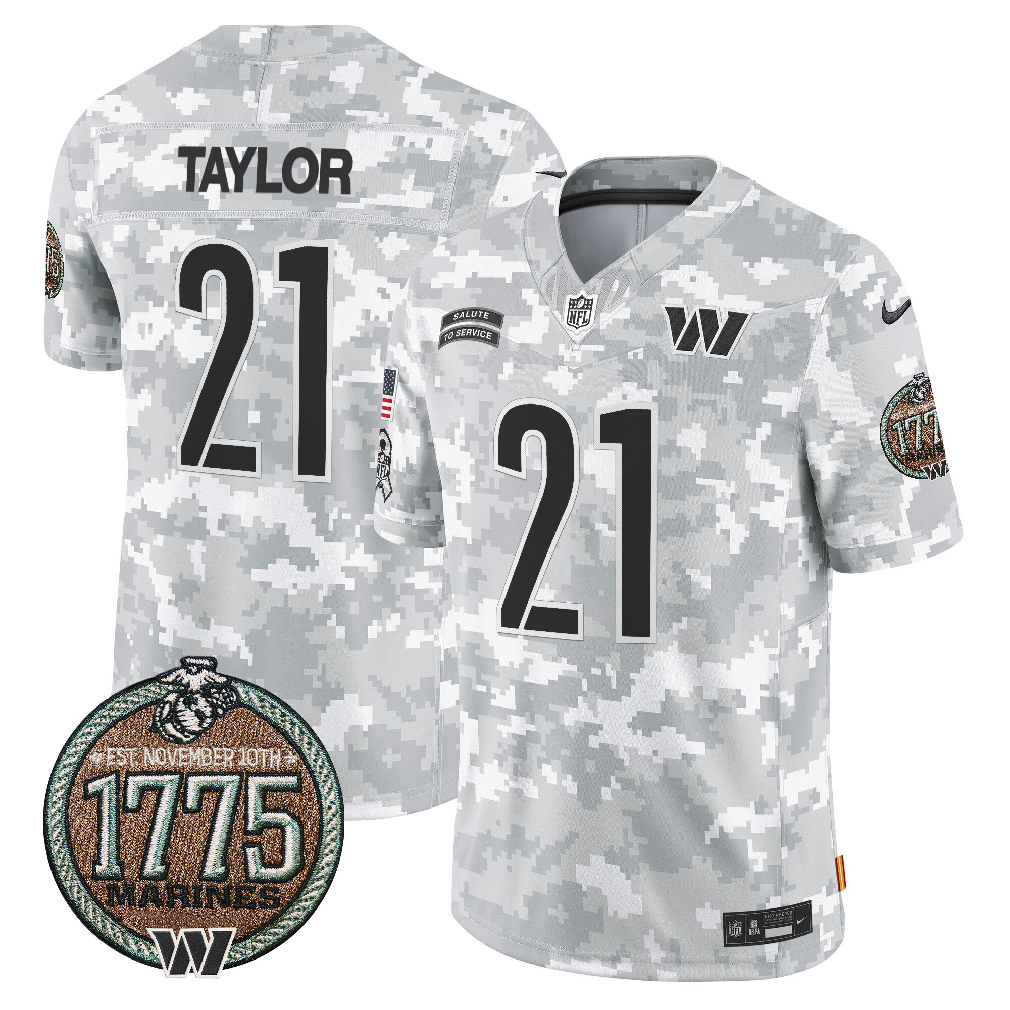 Sean Taylor Men's Washington Commanders 2024 Salute to Service Establishment Year Patch Vapor Limited Marines Jersey - All Stitched