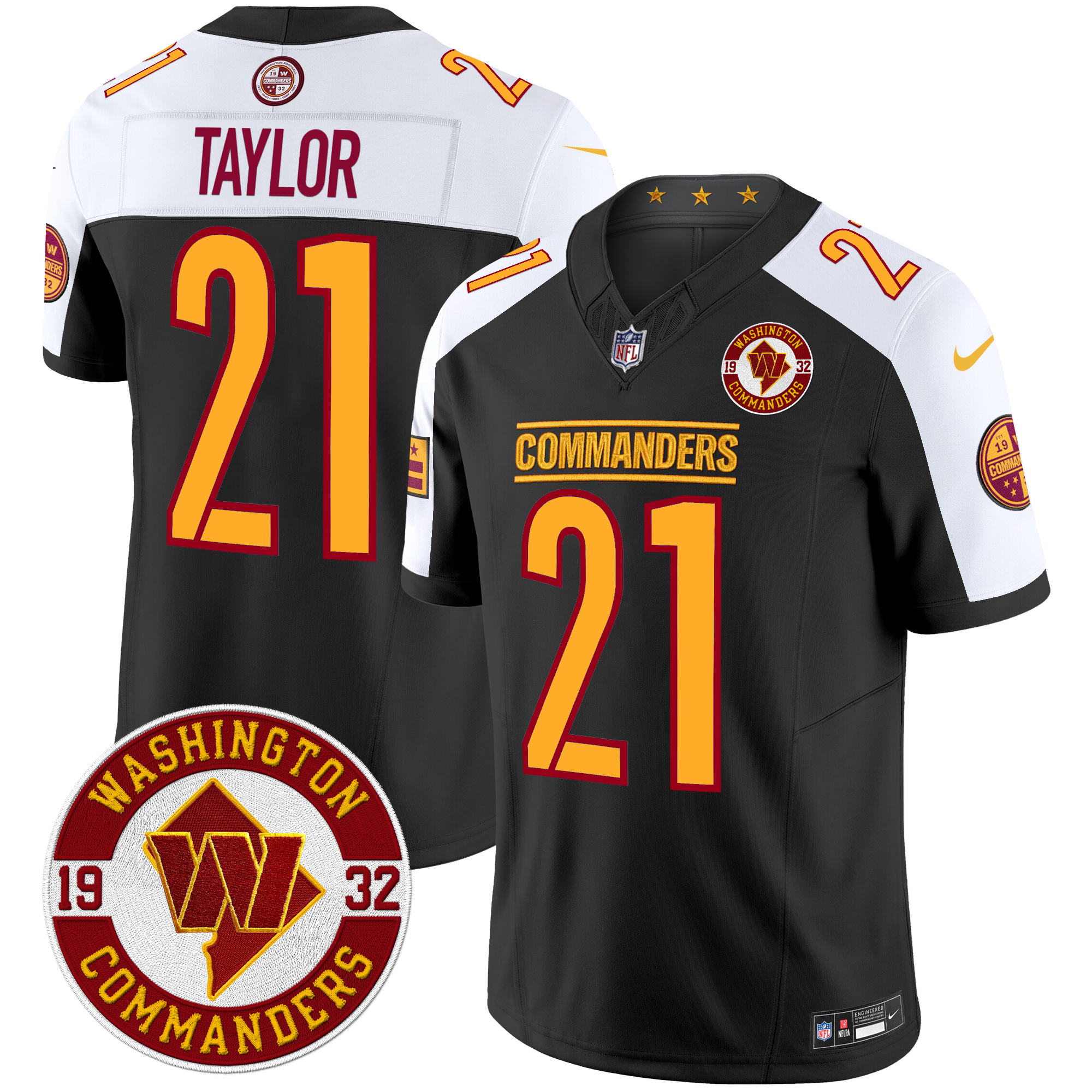 Sean Taylor Men's Washington Commanders 2024 Vapor Limited Black Alternate Jersey - All Stitched
