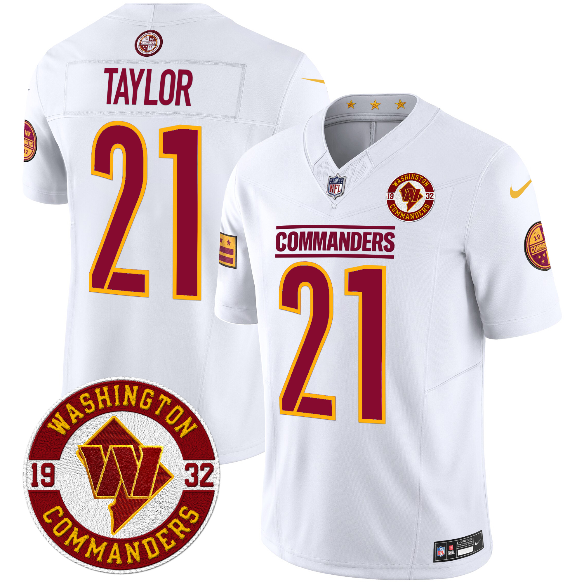 Sean Taylor Men's Washington Commanders 2024 Vapor Limited White Jersey - All Stitched