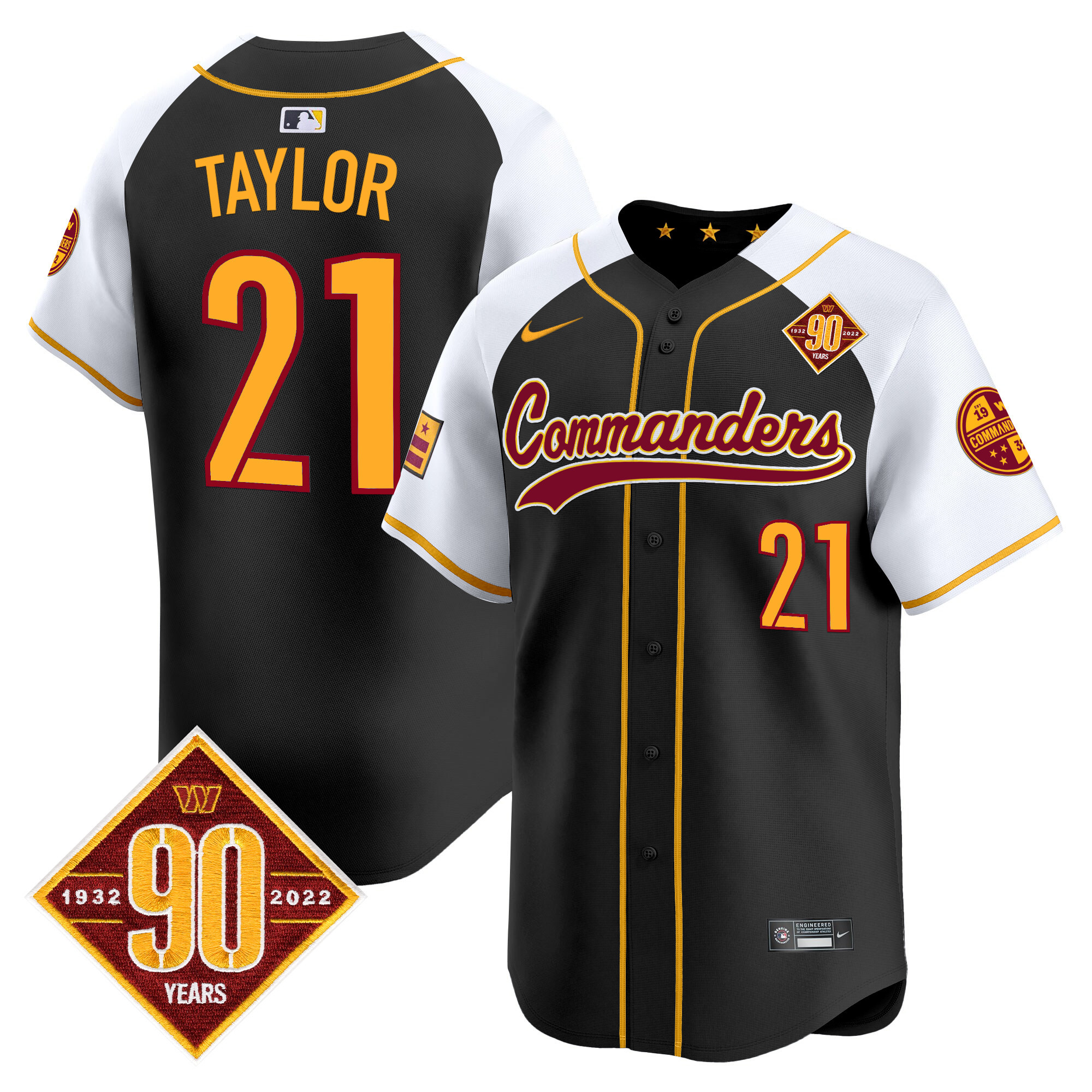 Sean Taylor Men's Washington Commanders 90th Anniversary Patch Vapor Premier Limited Black Alternate Jersey - All Stitched
