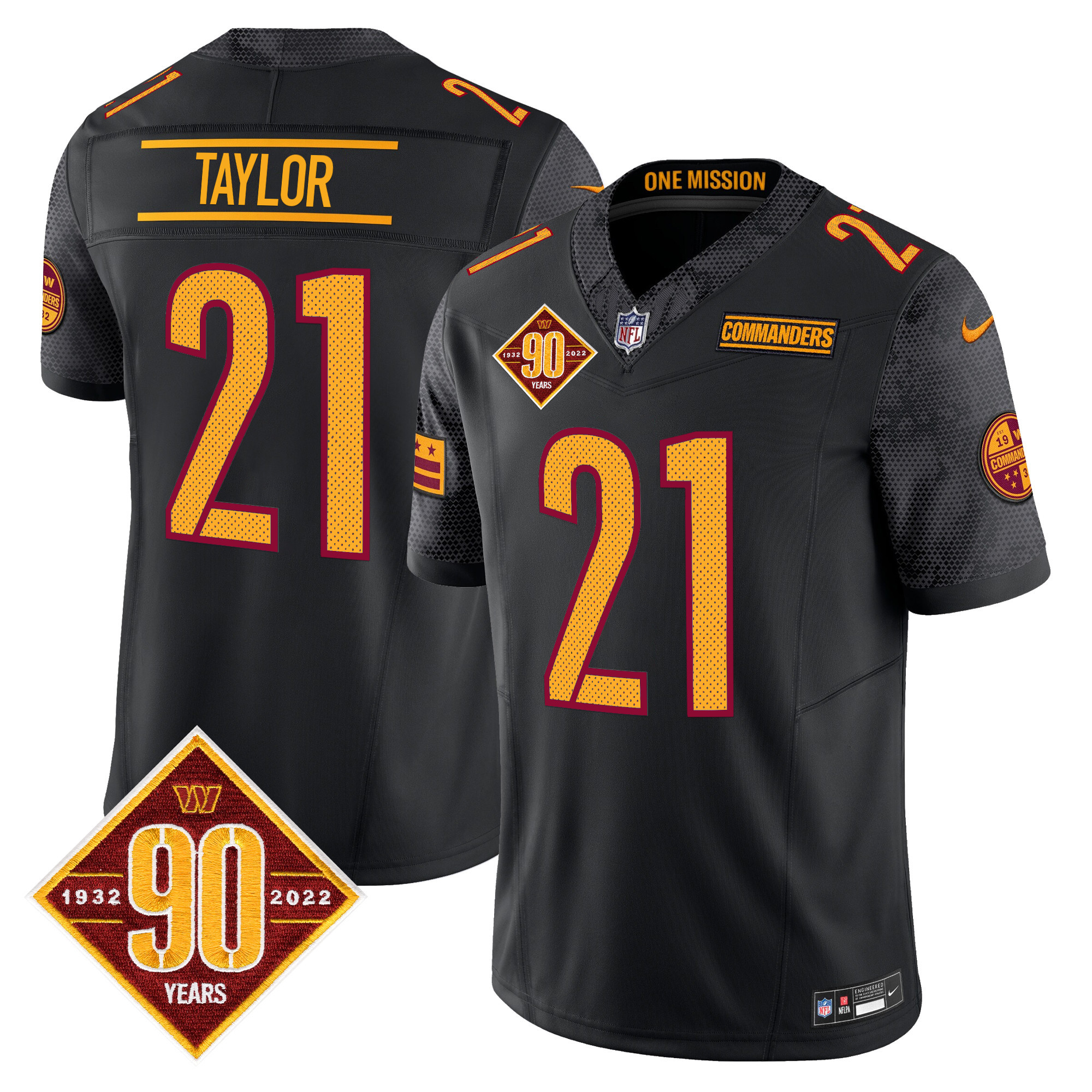 Sean Taylor Men's Washington Commanders 90th Anniversary Vapor Limited Black Jersey - All Stitched