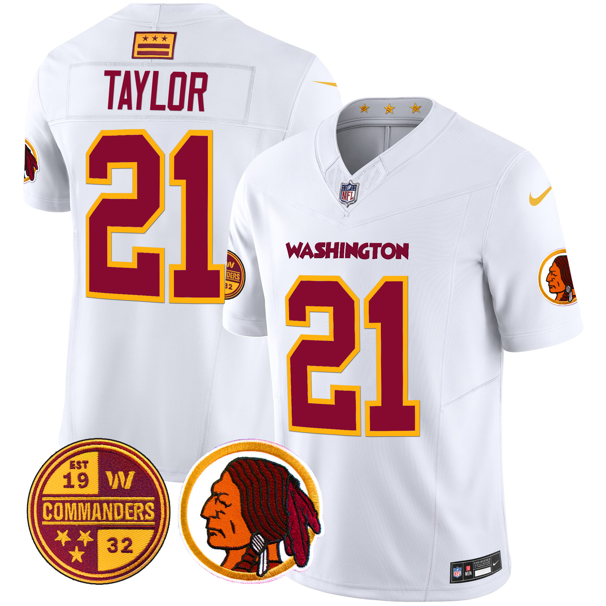 Sean Taylor Men's Washington Half Washington Redskins & Washington Commanders Vapor Limited White Jersey - All Stitched
