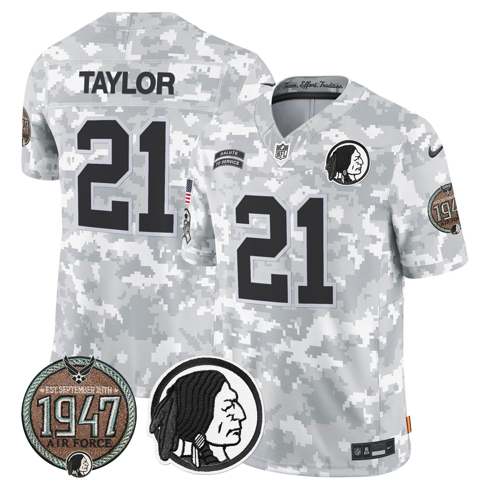 Sean Taylor Men's Washington Redskins 2024 Salute to Service Establishment Year Patch Vapor Limited Air Force Jersey - All Stitched