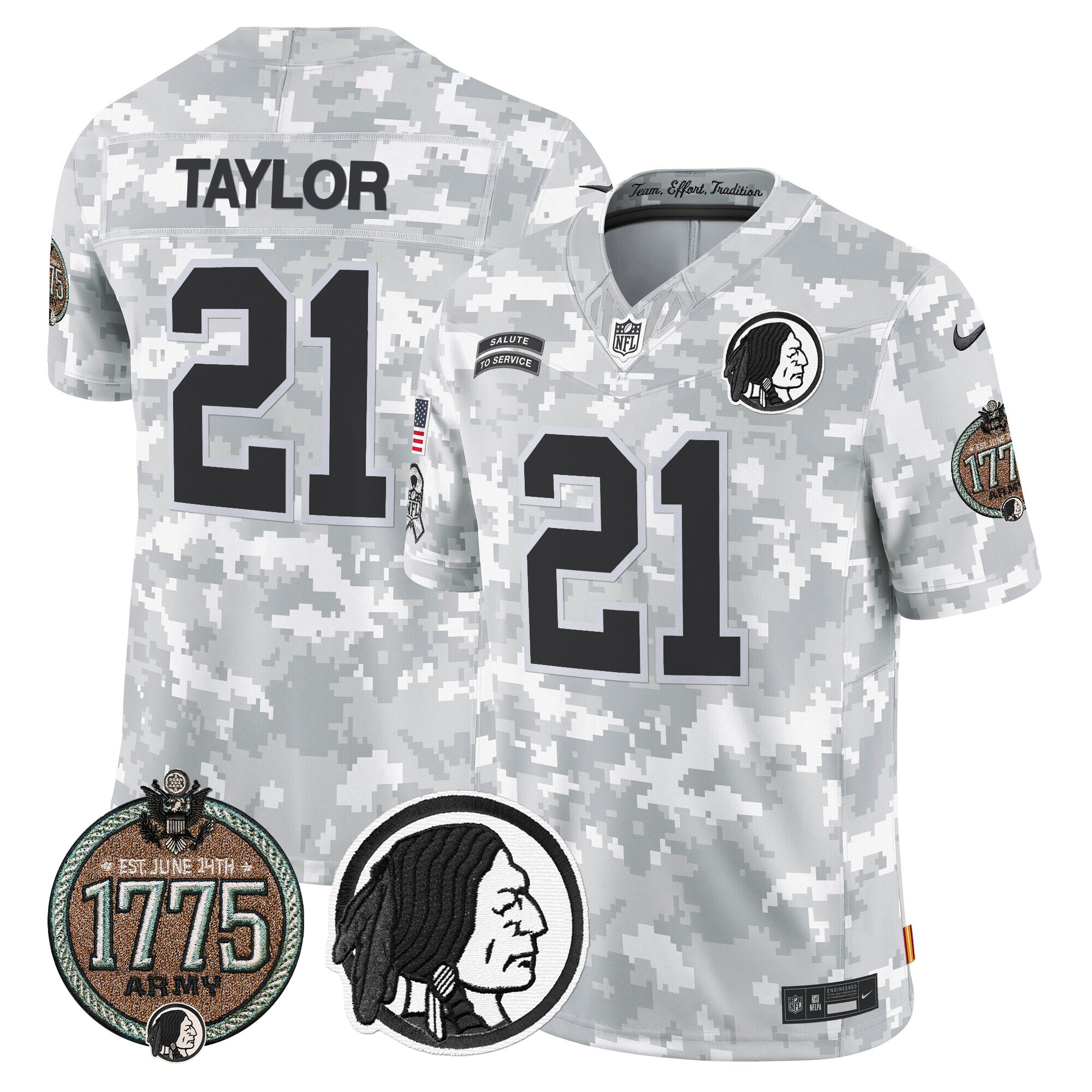 Sean Taylor Men's Washington Redskins 2024 Salute to Service Establishment Year Patch Vapor Limited Army Jersey - All Stitched