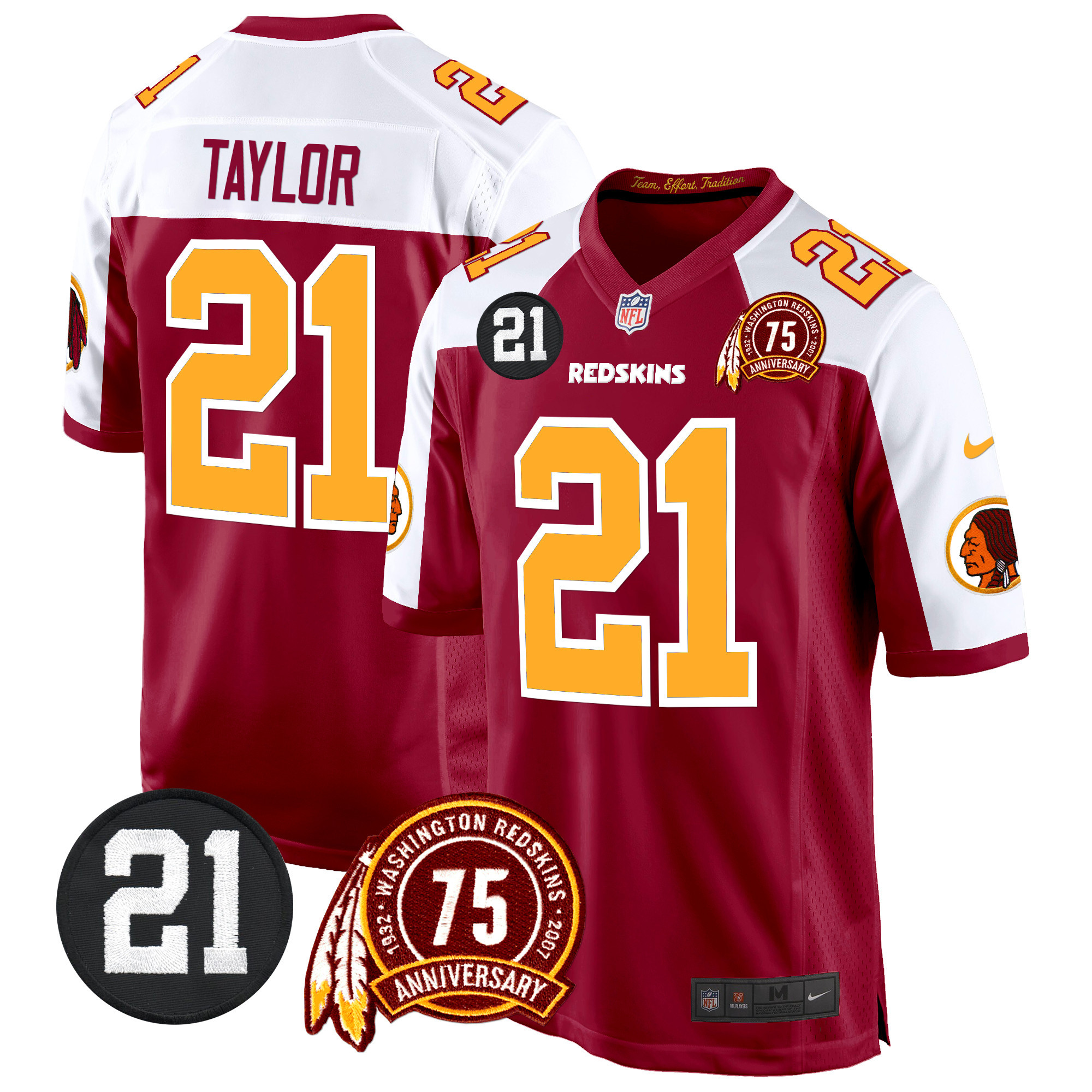Sean Taylor Men's Washington Redskins 75th & Sean Taylor Patch Game Burgundy Alternate Jersey - All Stitched