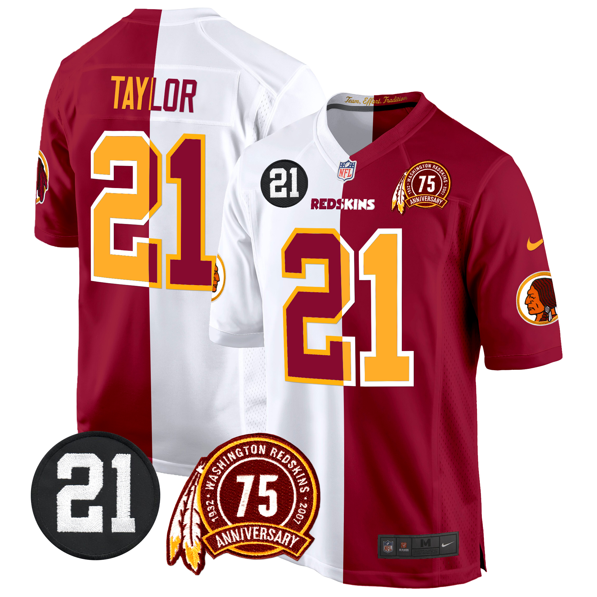 Sean Taylor Men's Washington Redskins 75th & Sean Taylor Patch Game Half Jersey - All Stitched