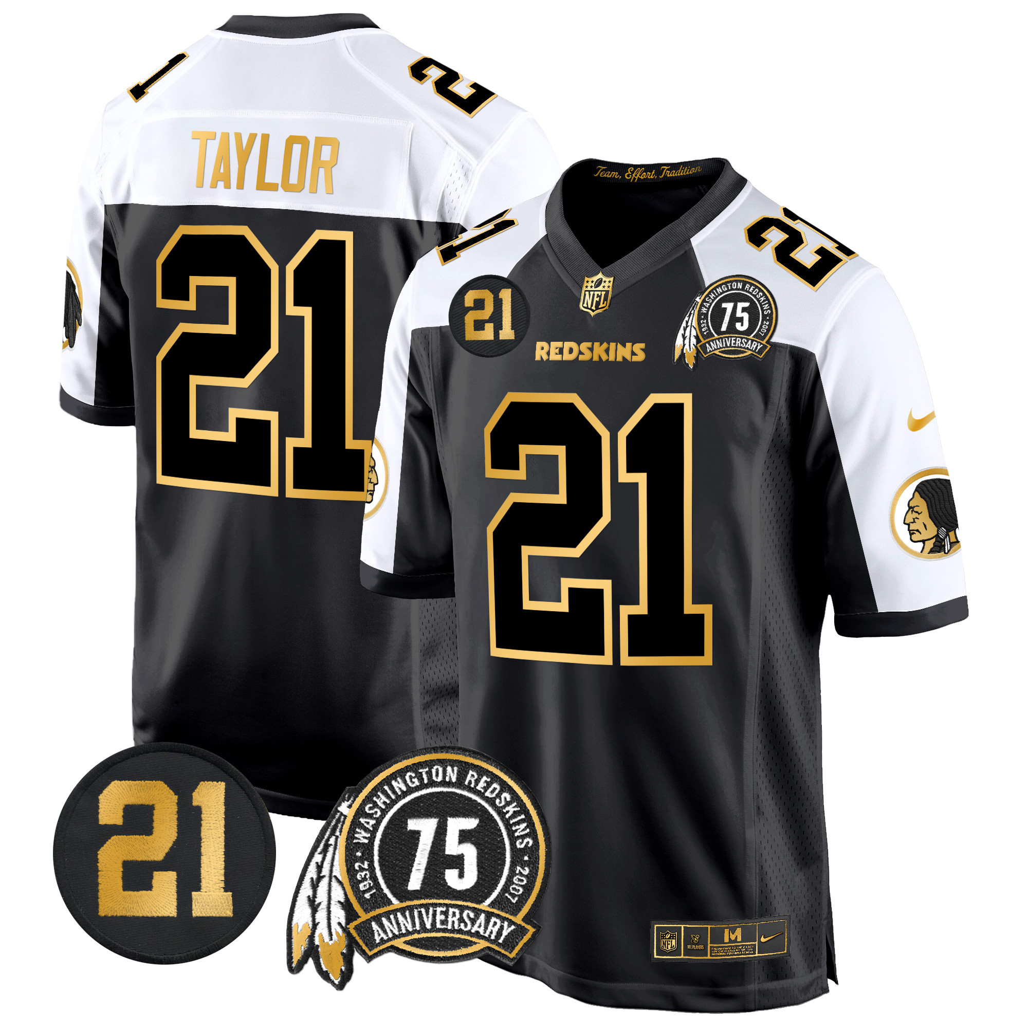 Sean Taylor Men's Washington Redskins 75th & Sean Taylor Patch Gold Game Alternate Jersey - All Stitched