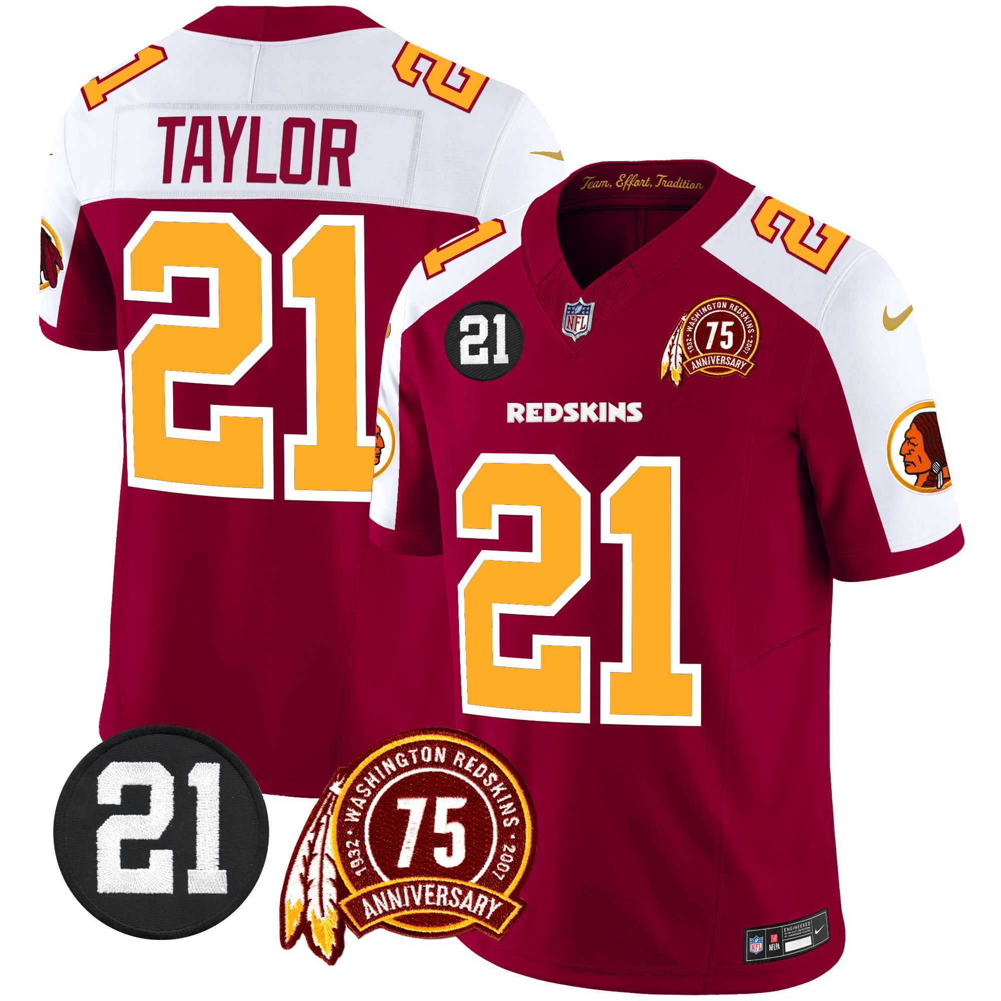 Sean Taylor Men's Washington Redskins 75th & Sean Taylor Patch Vapor Limited Burgundy Alternate Jersey - All Stitched