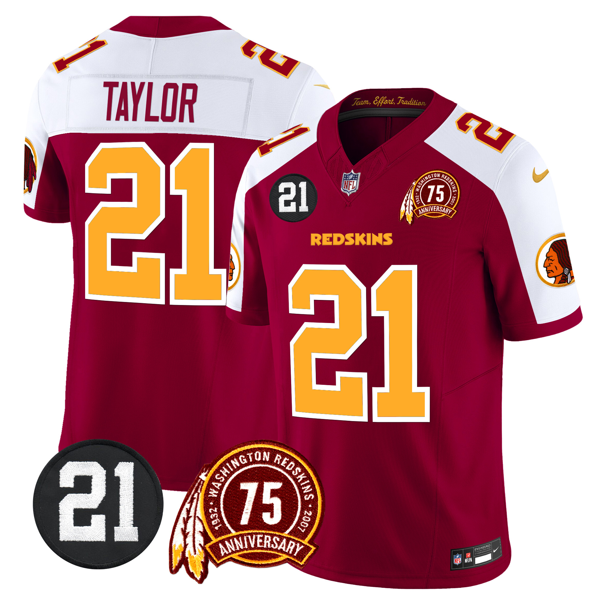 Sean Taylor Men's Washington Redskins 75th & Sean Taylor Patch Vapor Limited Burgundy Alternate Jersey - All Stitched