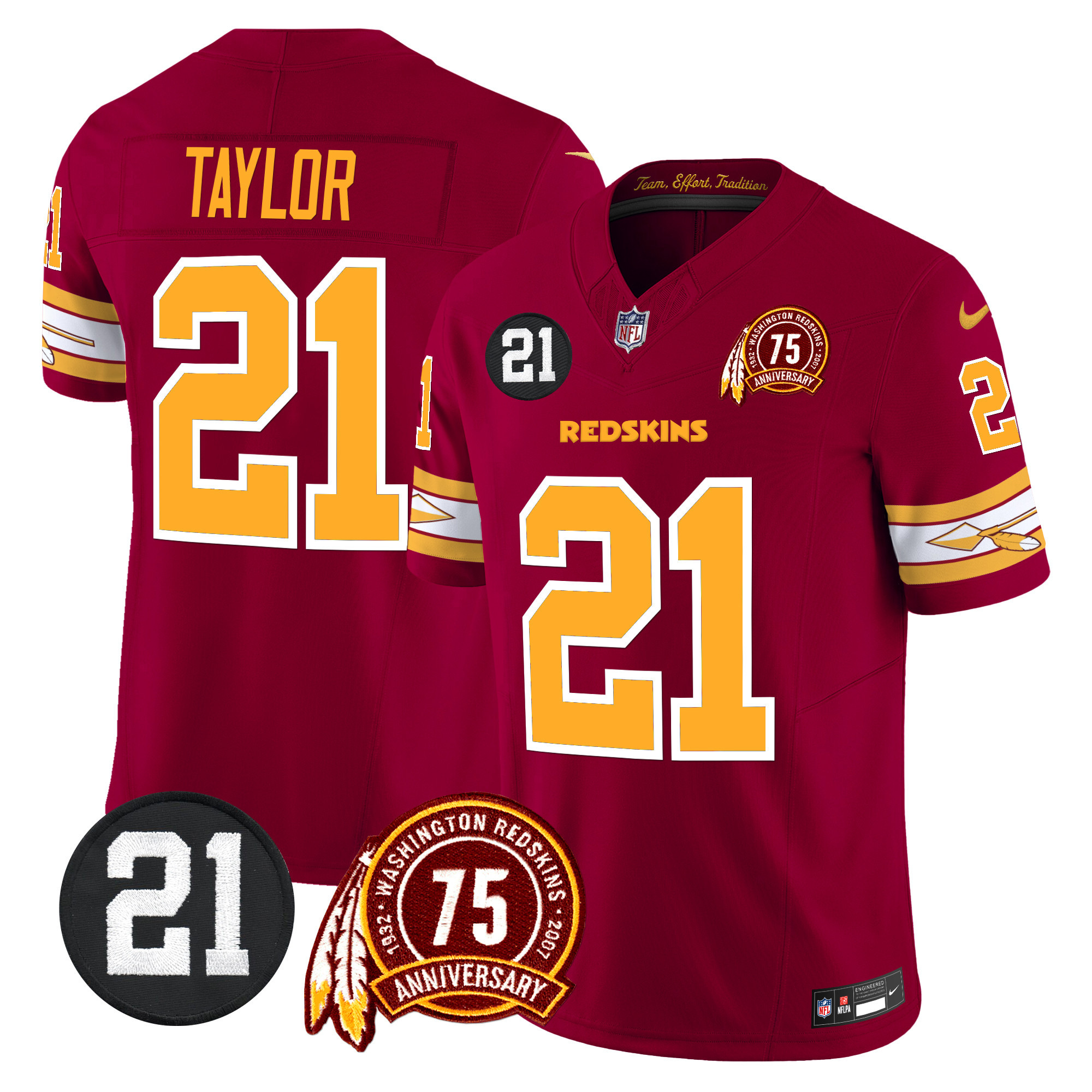 Sean Taylor Men's Washington Redskins 75th & Sean Taylor Patch Vapor Limited Burgundy Jersey - All Stitched