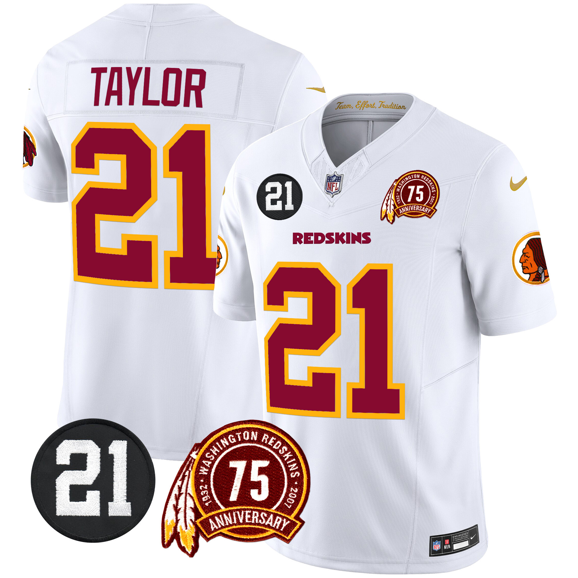 Sean Taylor Men's Washington Redskins 75th & Sean Taylor Patch Vapor Limited White Jersey - All Stitched
