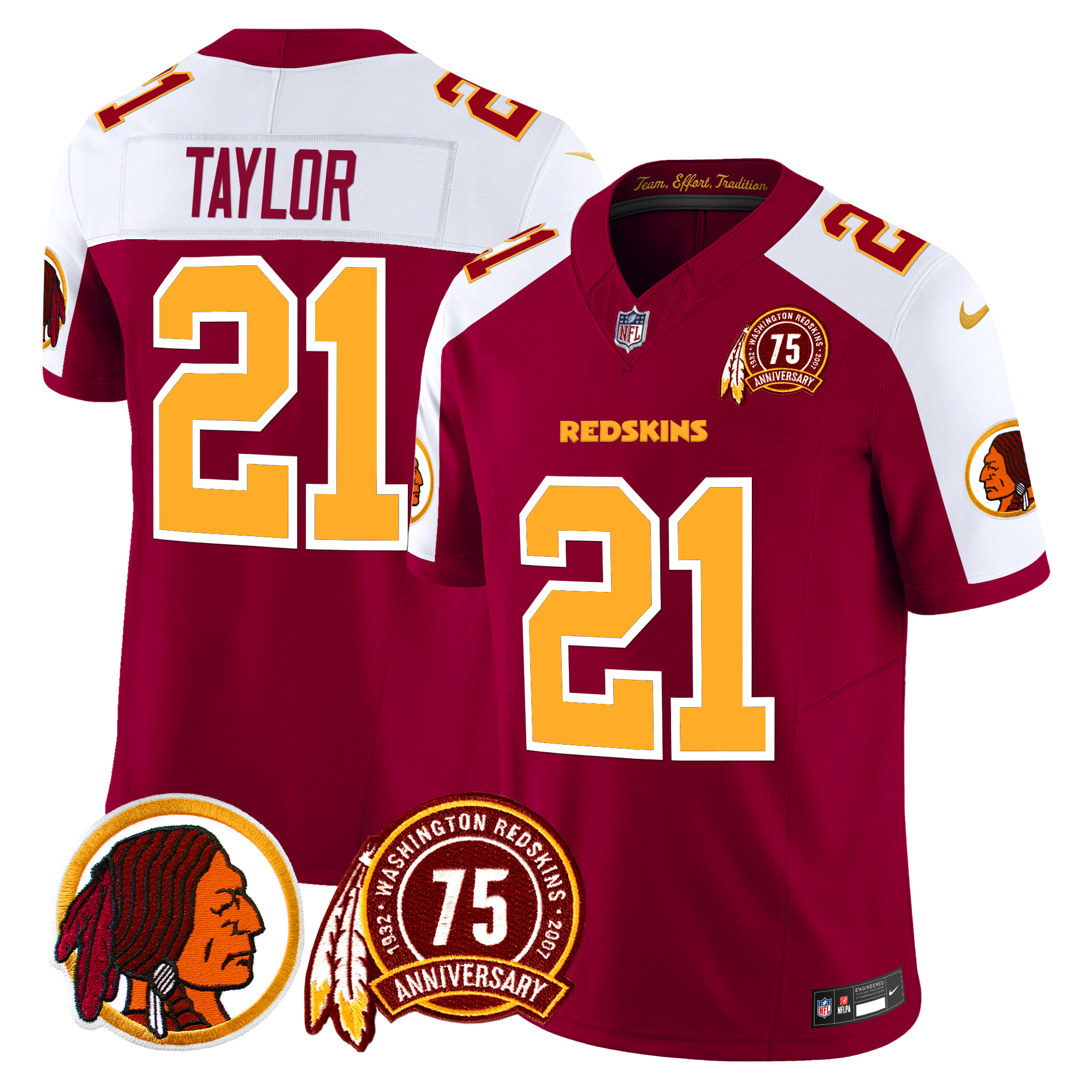 Sean Taylor Men's Washington Redskins 75th Patch Vapor Limited Burgundy Alternate Jersey - All Stitched