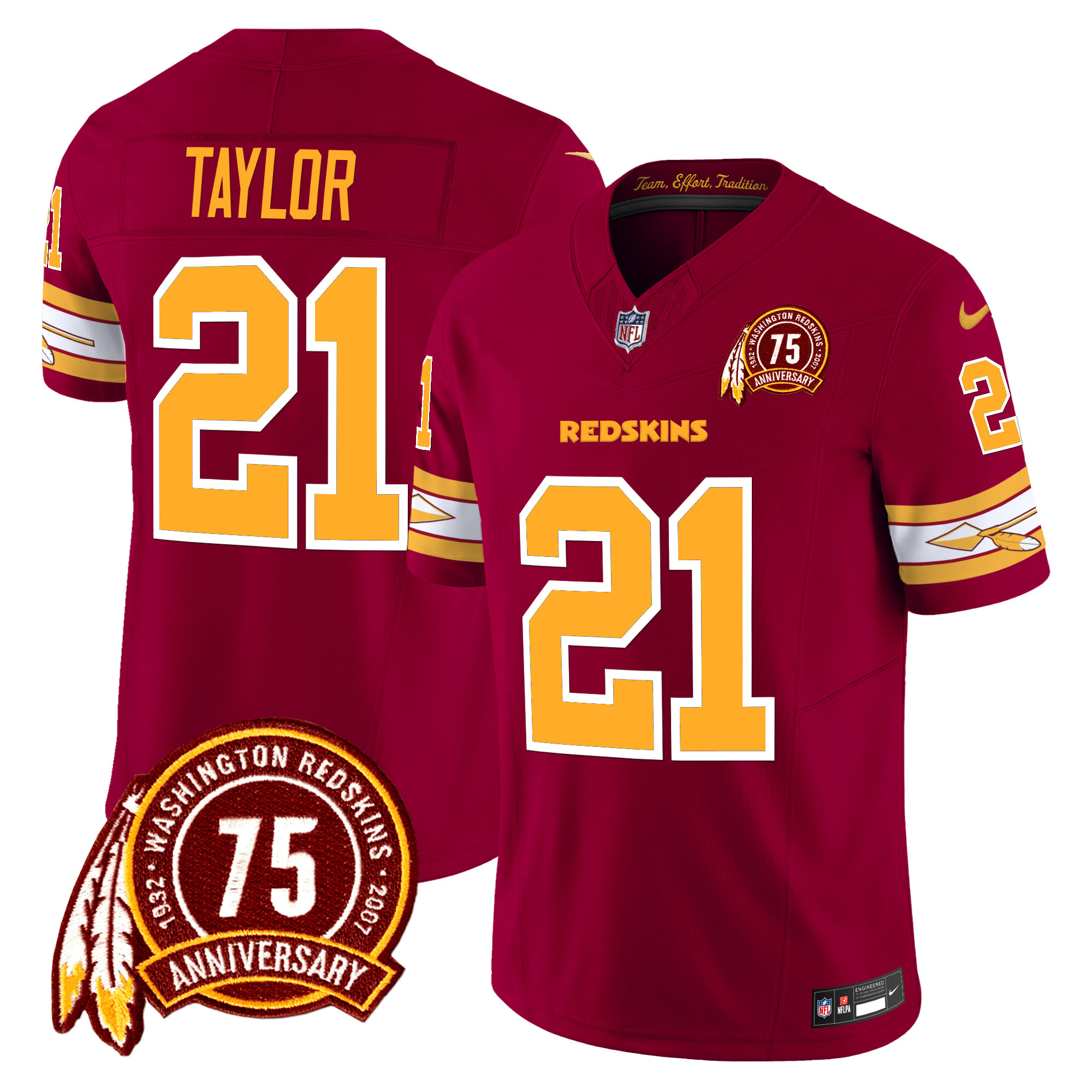 Sean Taylor Men's Washington Redskins 75th Patch Vapor Limited Burgundy Jersey - All Stitched