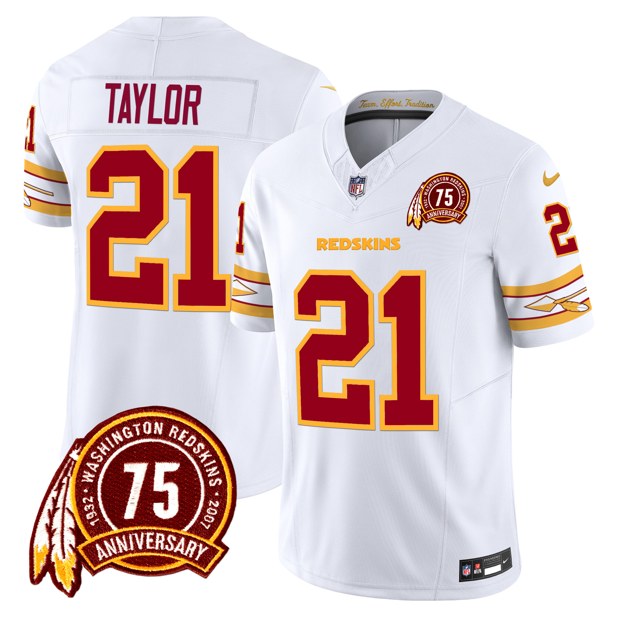 Sean Taylor Men's Washington Redskins 75th Patch Vapor Limited White Jersey - All Stitched