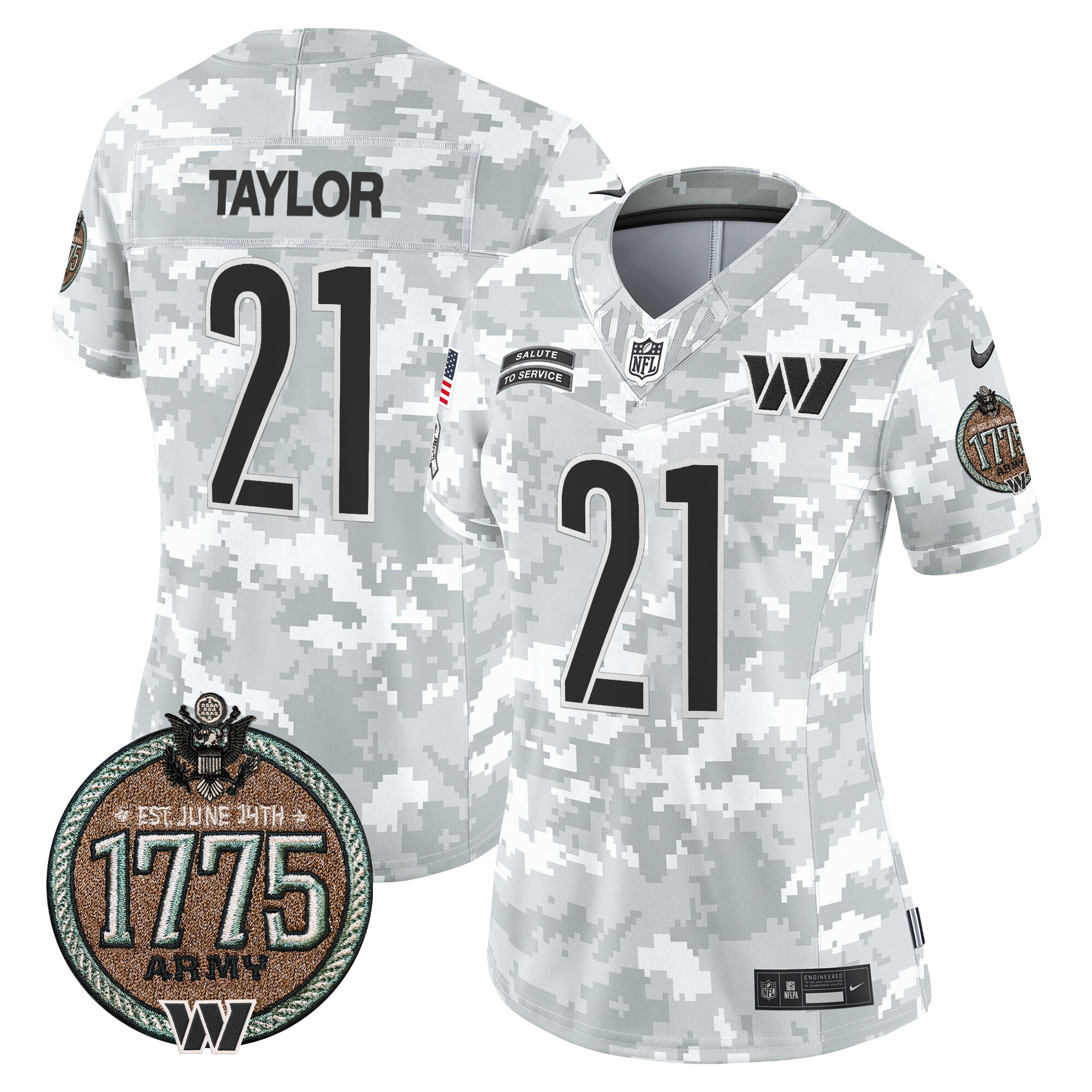 Sean Taylor Women's Washington Commanders 2024 Salute to Service Establishment Year Patch Vapor Limited Army Jersey - All Stitched