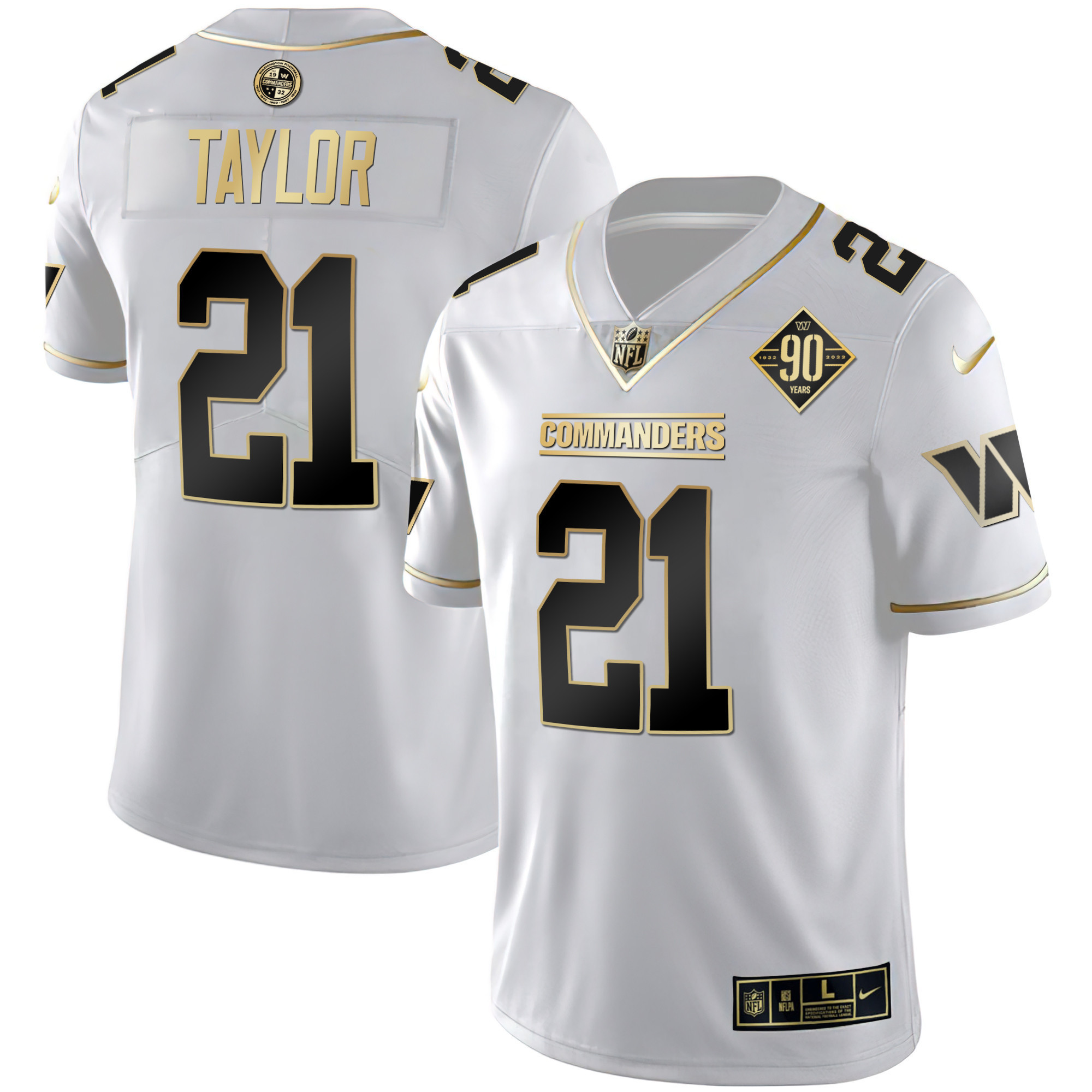 Sean Taylor Women's Washington Commanders White Gold & Black Gold Vapor Limited White Gold Jersey - All Stitched