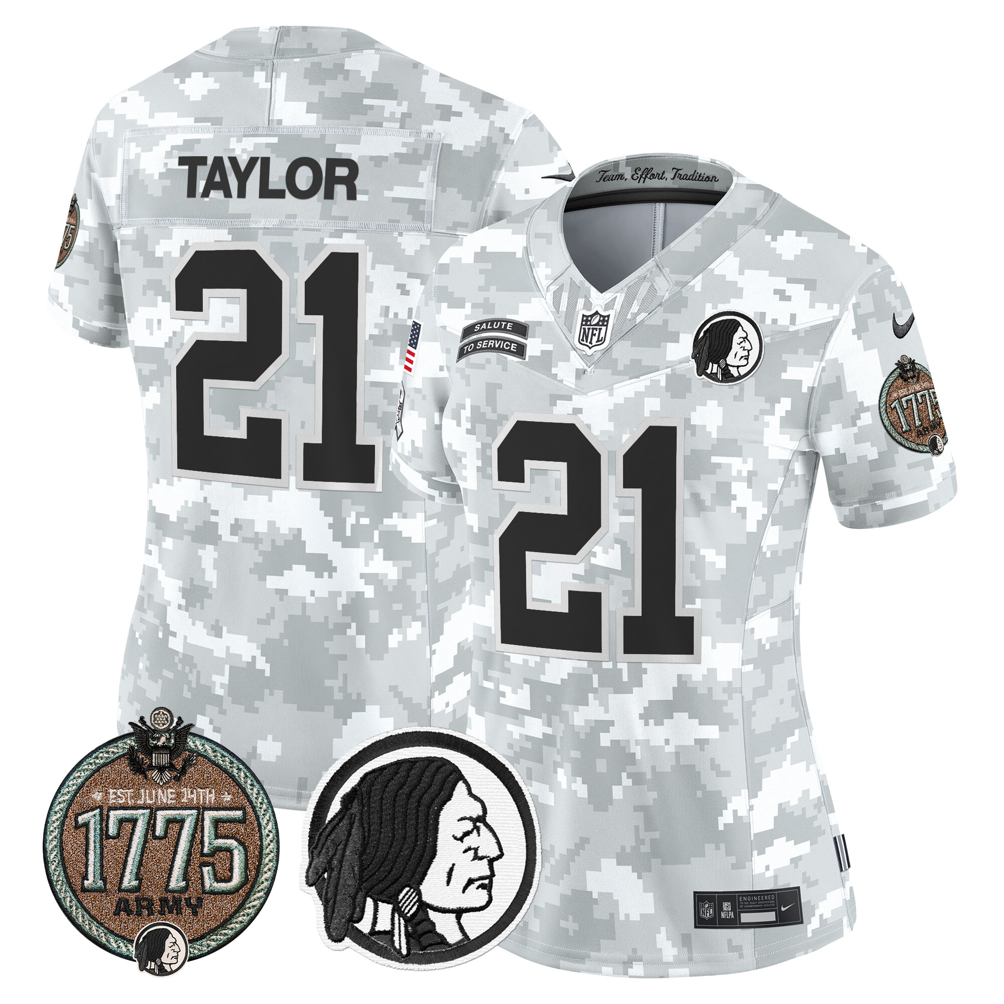 Sean Taylor Women's Washington Redskins 2024 Salute to Service Establishment Year Patch Vapor Limited Army Jersey - All Stitched