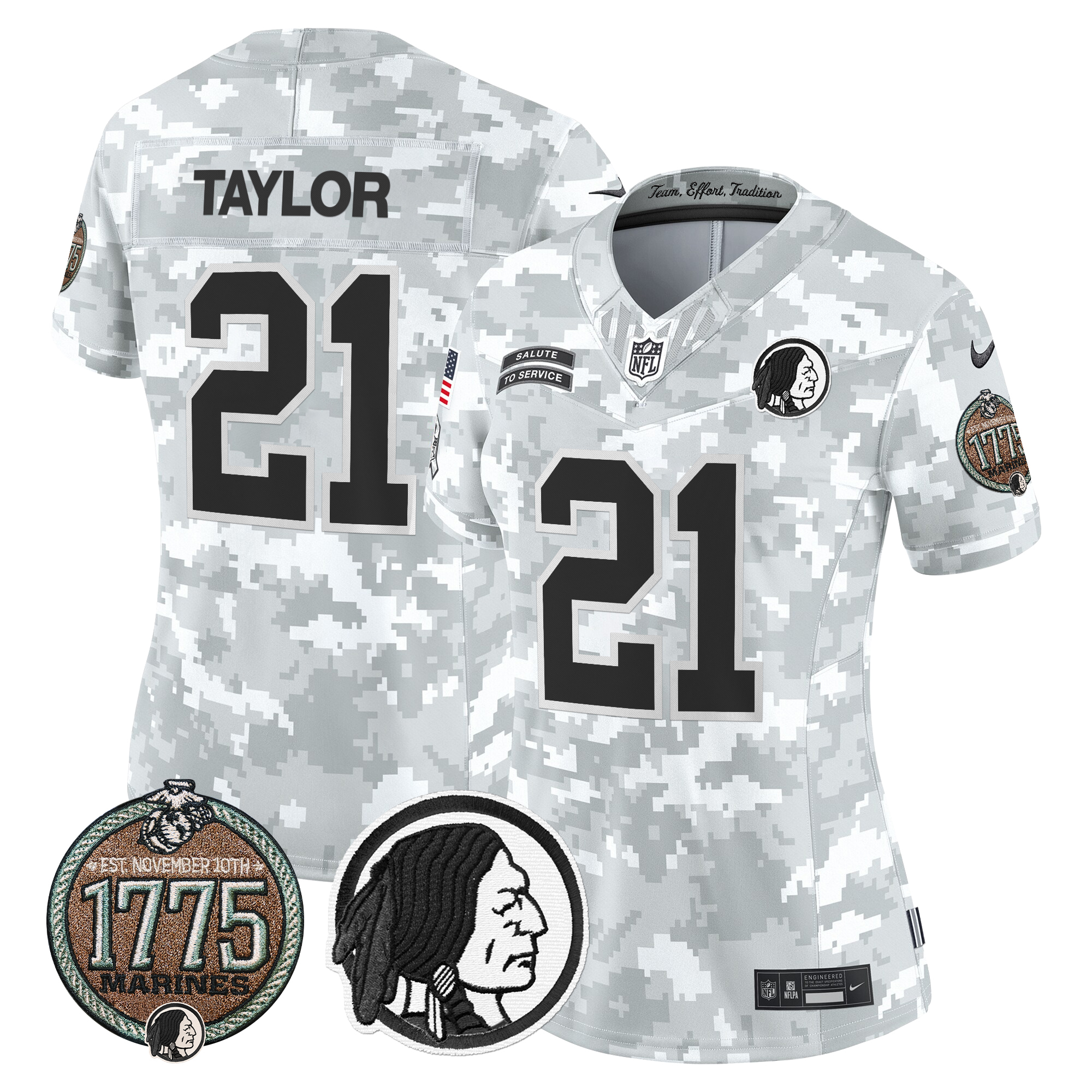 Sean Taylor Women's Washington Redskins 2024 Salute to Service Establishment Year Patch Vapor Limited Marines Jersey - All Stitched