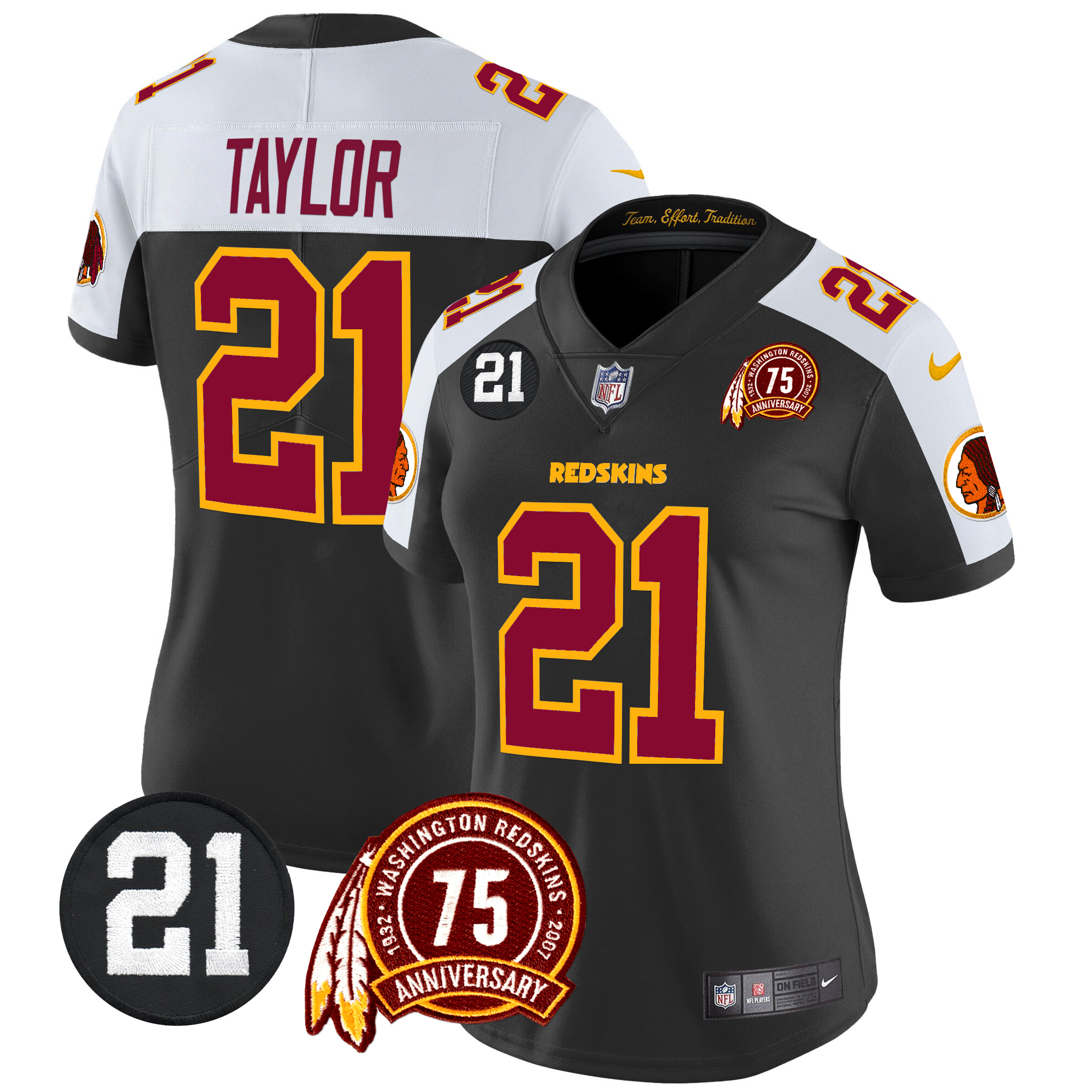 Sean Taylor Women's Washington Redskins 75th & Sean Taylor Patch Vapor Limited Black Alternate Jersey - All Stitched