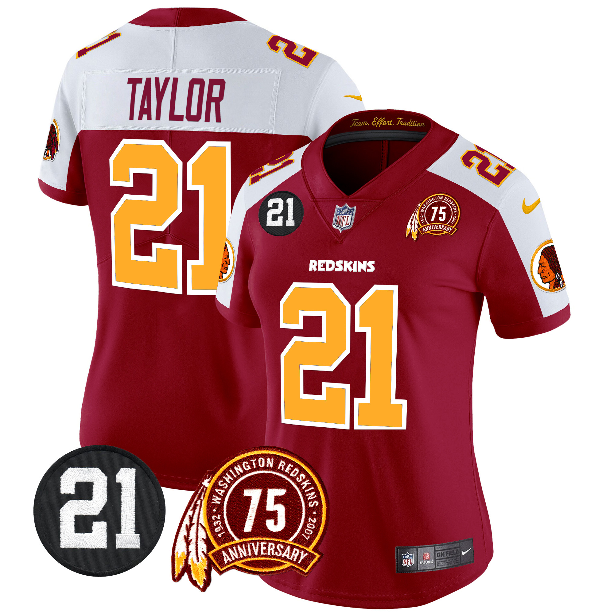 Sean Taylor Women's Washington Redskins 75th & Sean Taylor Patch Vapor Limited Burgundy Alternate Jersey - All Stitched