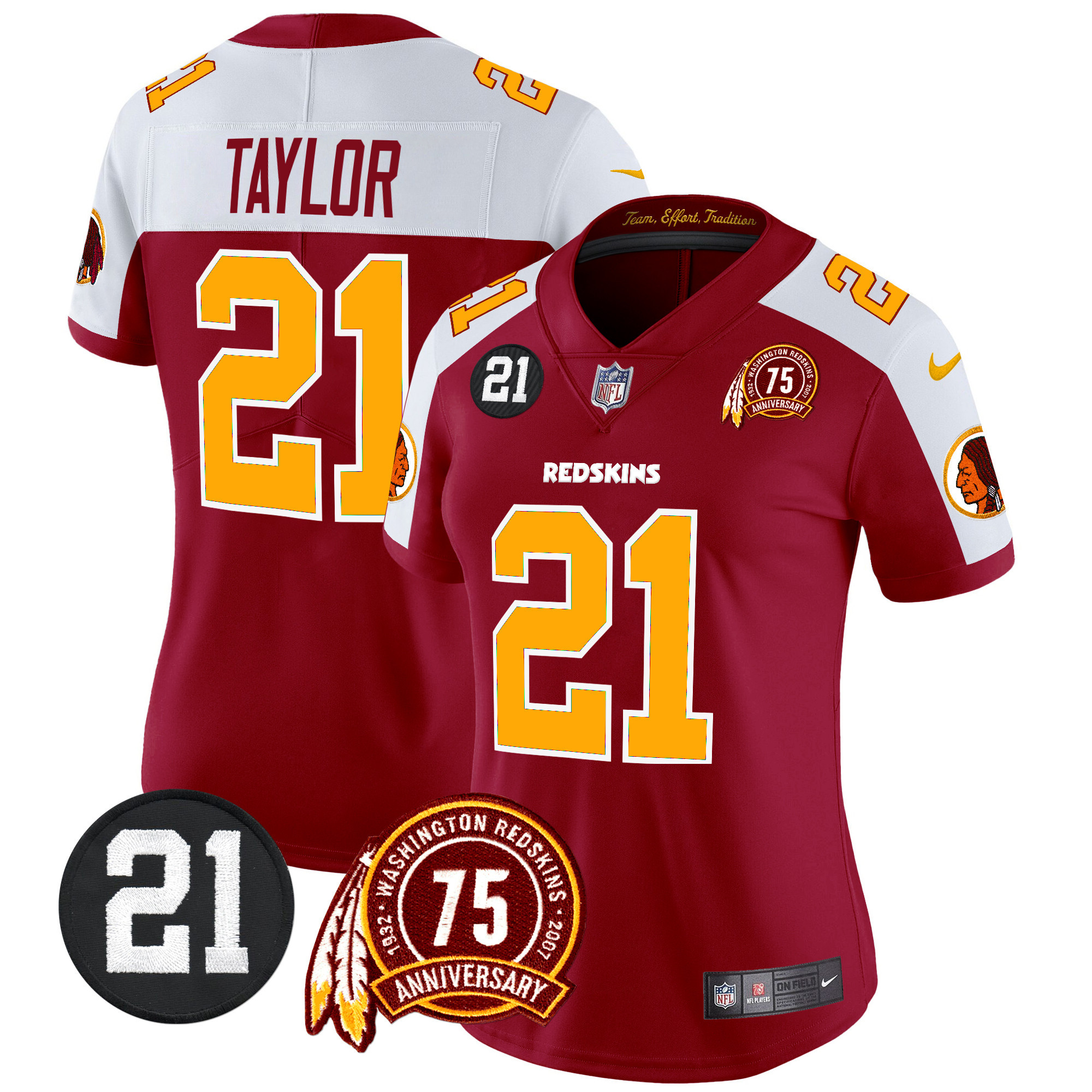 Sean Taylor Women's Washington Redskins 75th & Sean Taylor Patch Vapor Limited Burgundy Alternate Jersey - All Stitched