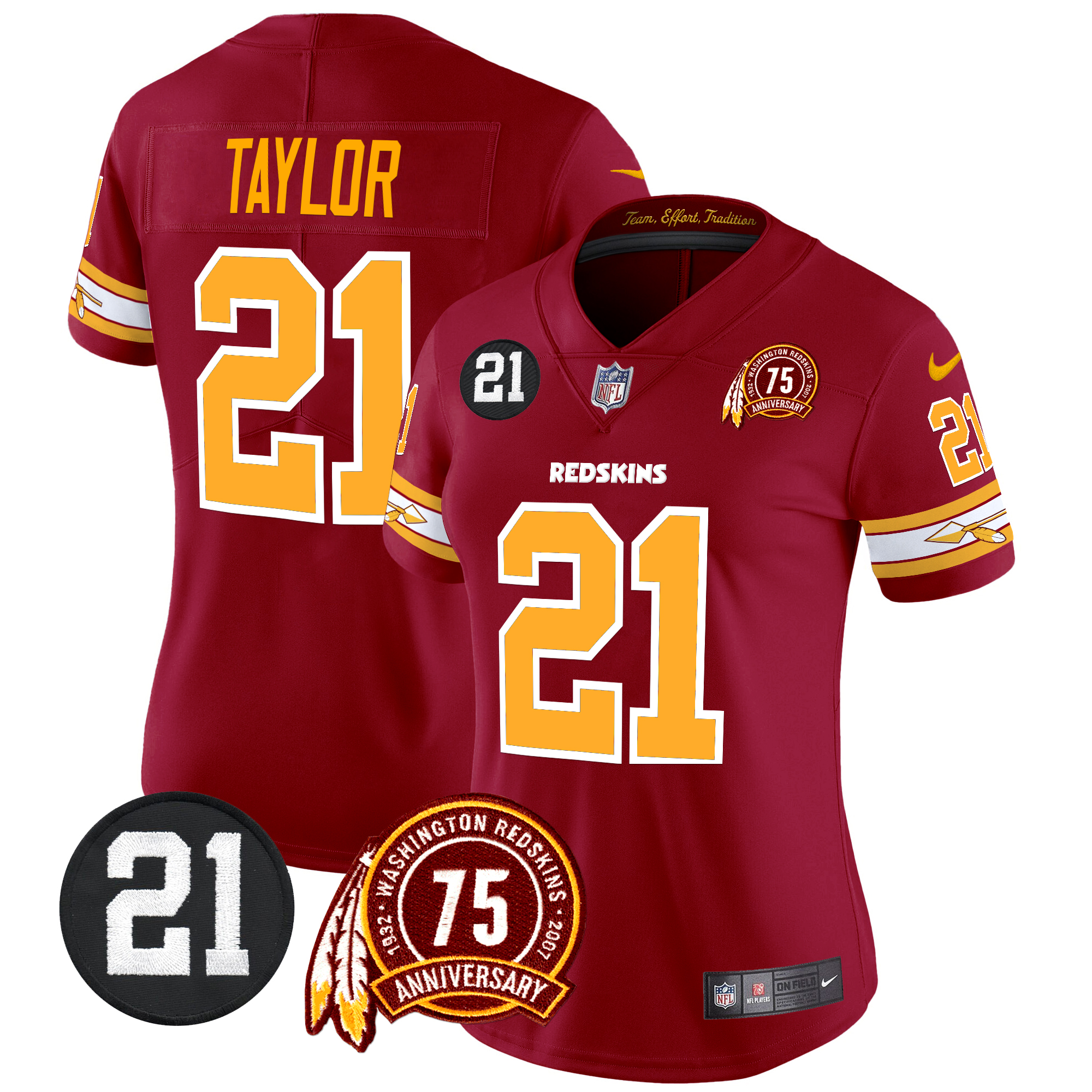 Sean Taylor Women's Washington Redskins 75th & Sean Taylor Patch Vapor Limited Burgundy Jersey - All Stitched