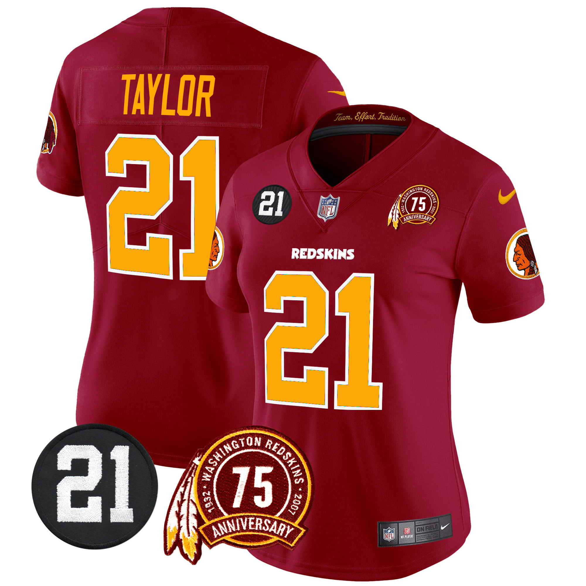 Sean Taylor Women's Washington Redskins 75th & Sean Taylor Patch Vapor Limited Burgundy Jersey - All Stitched