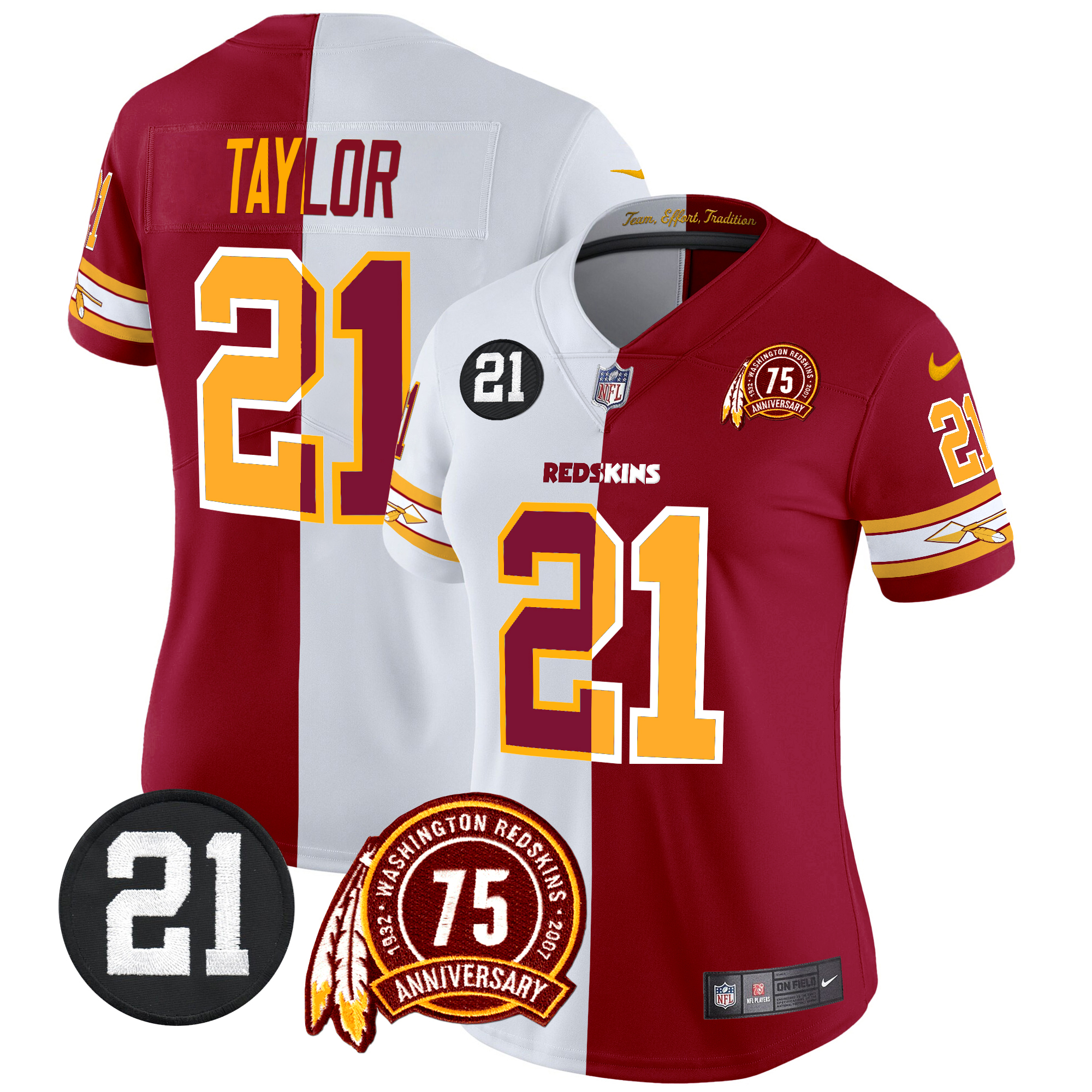 Sean Taylor Women's Washington Redskins 75th & Sean Taylor Patch Vapor Limited Half Jersey - All Stitched