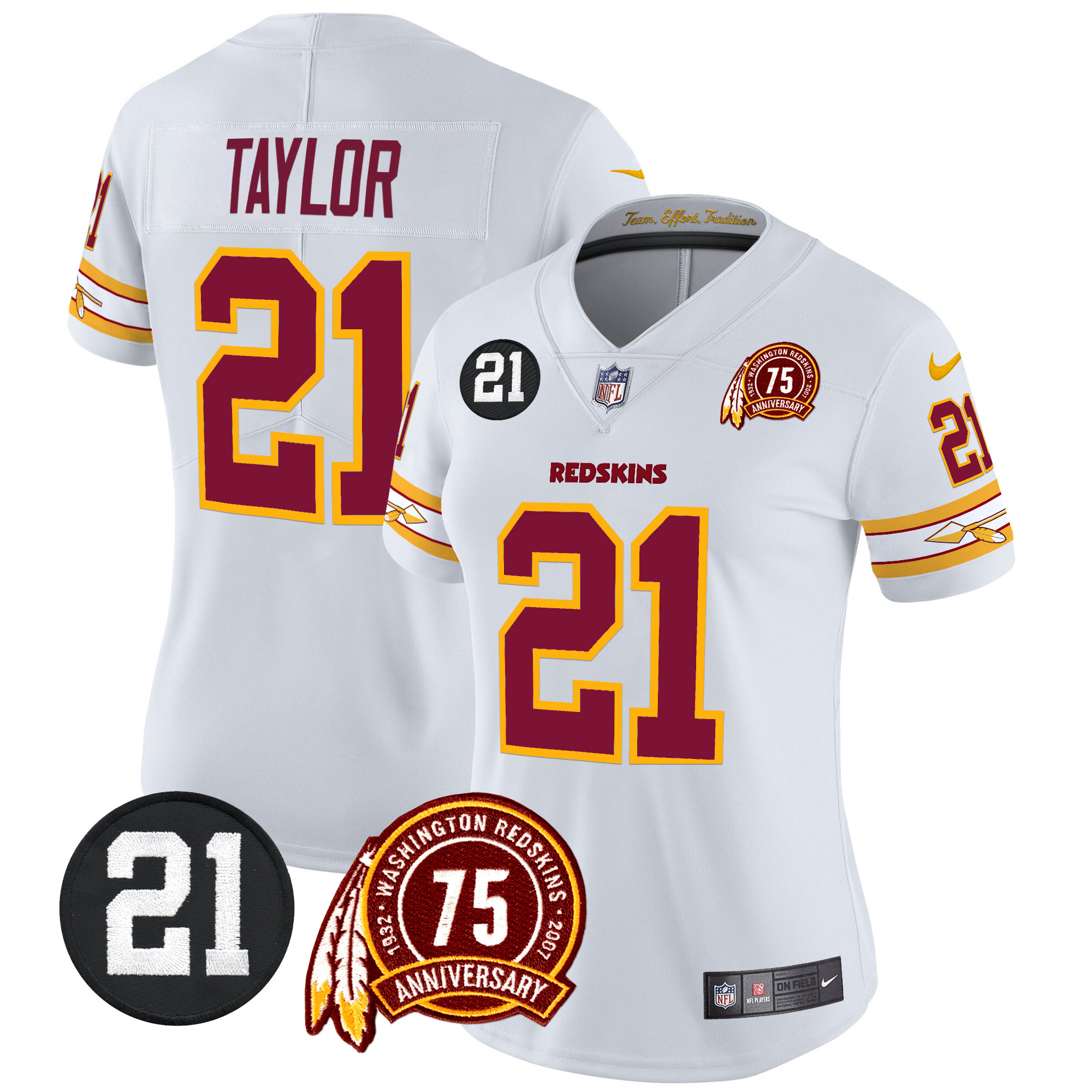 Sean Taylor Women's Washington Redskins 75th & Sean Taylor Patch Vapor Limited White Jersey - All Stitched