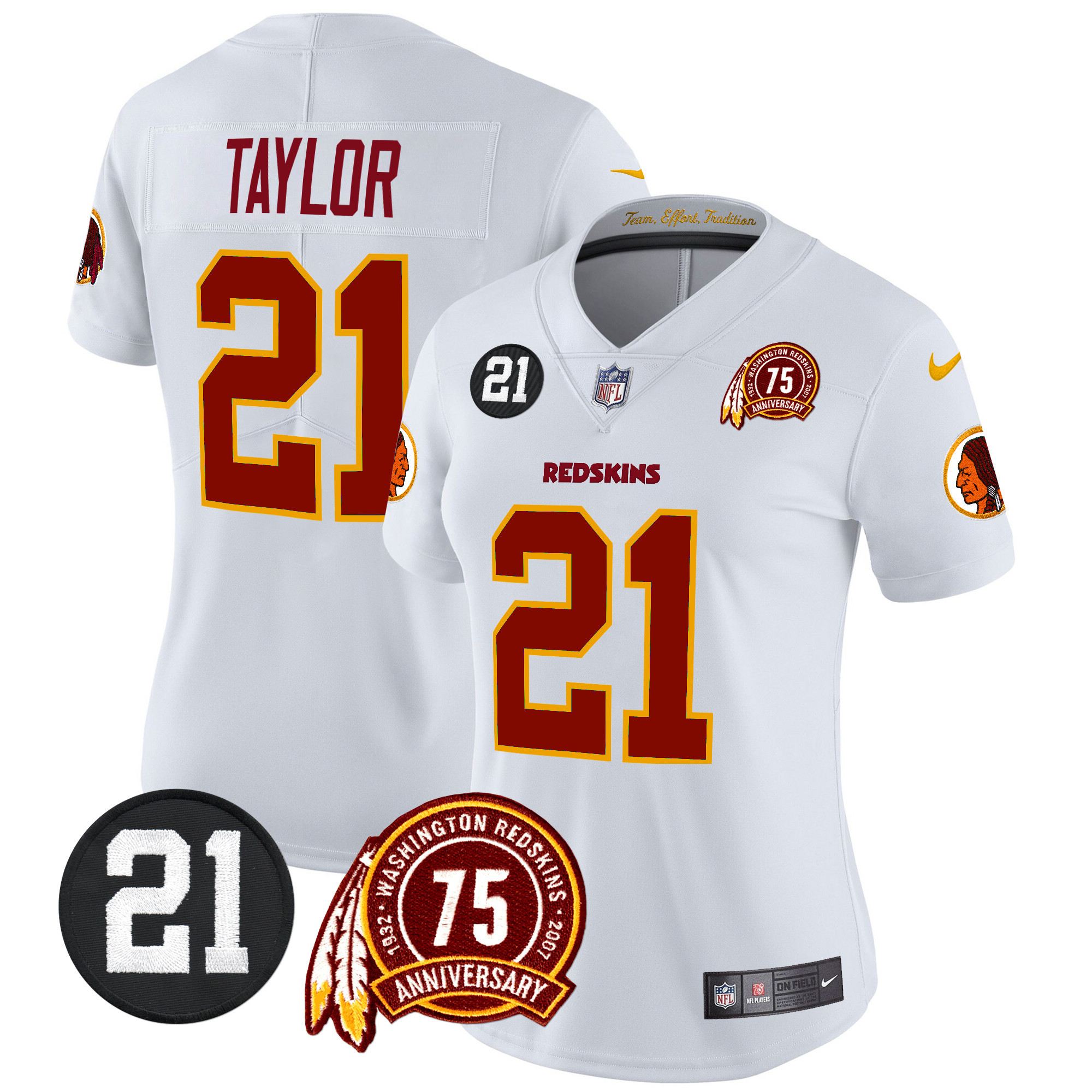 Sean Taylor Women's Washington Redskins 75th & Sean Taylor Patch Vapor Limited White Jersey - All Stitched