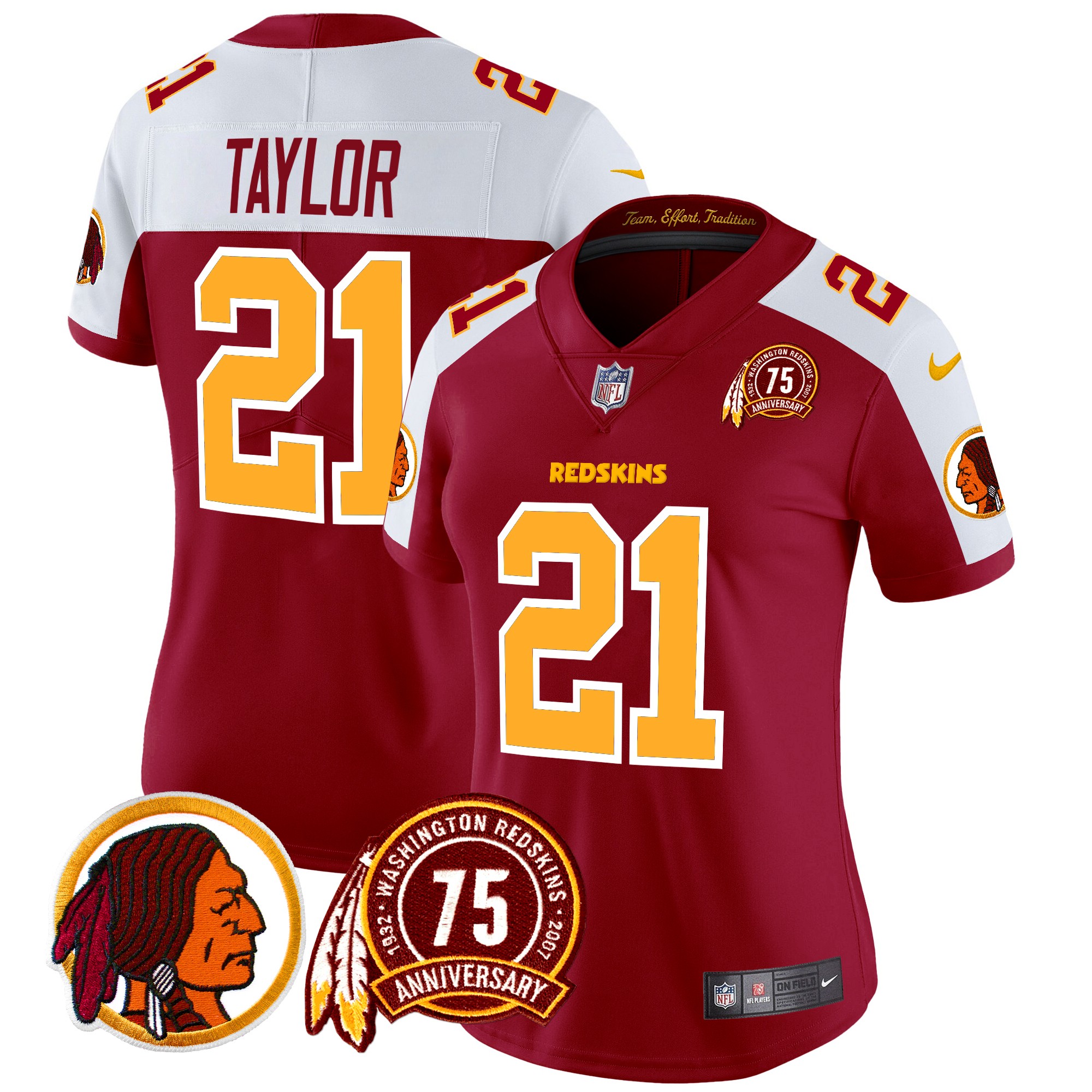 Sean Taylor Women's Washington Redskins 75th Patch Vapor Limited Burgundy Alternate Jersey - All Stitched