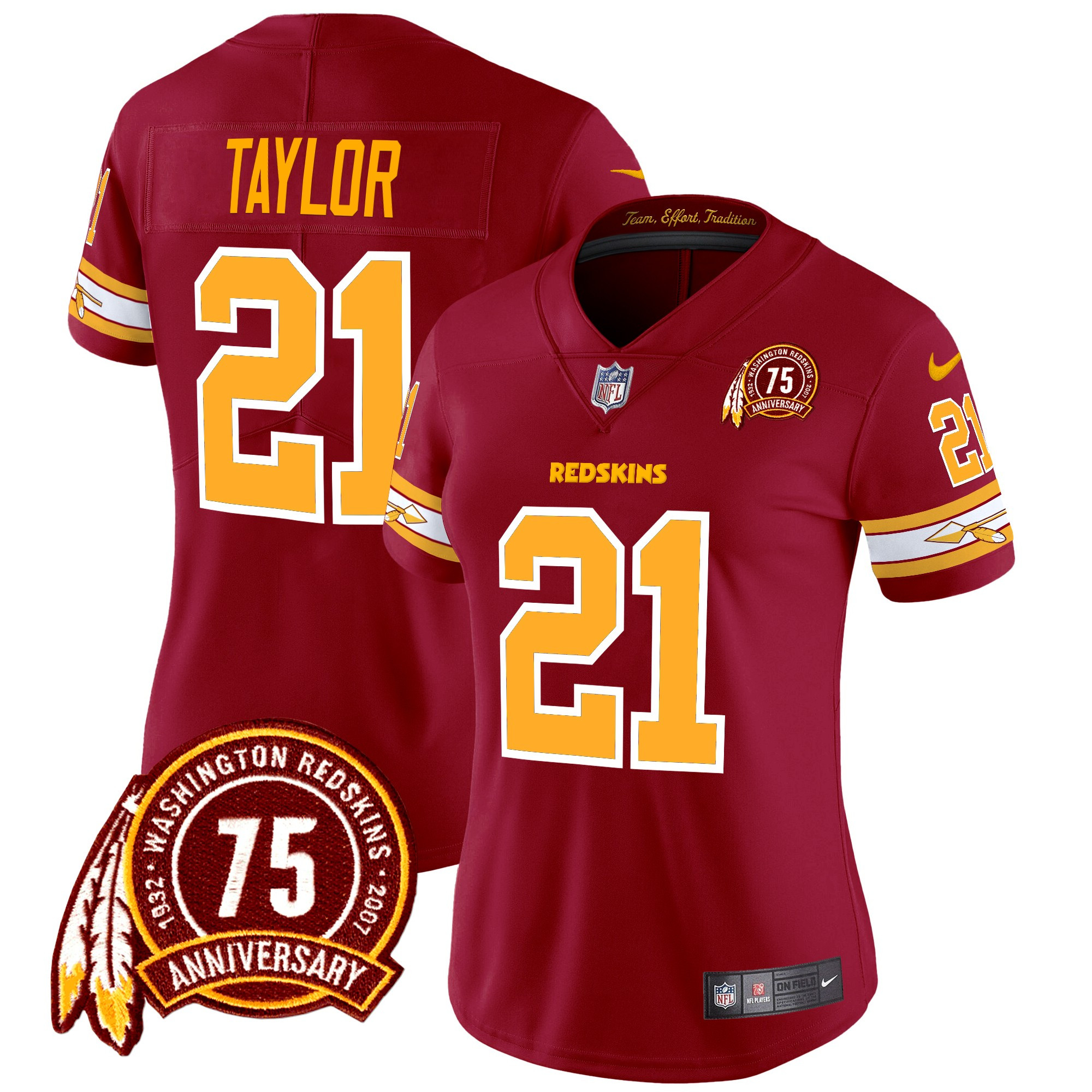 Sean Taylor Women's Washington Redskins 75th Patch Vapor Limited Burgundy Jersey - All Stitched