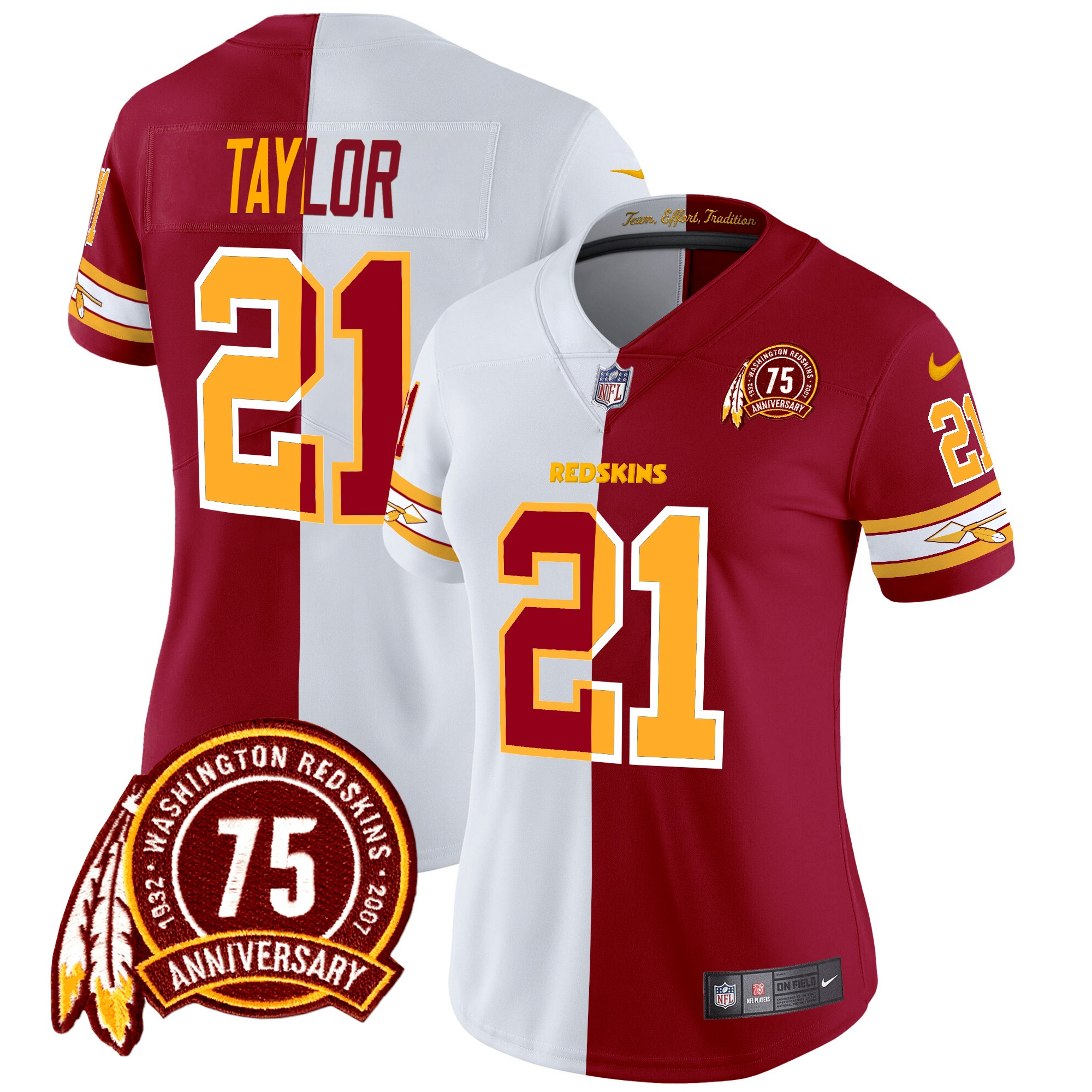 Sean Taylor Women's Washington Redskins 75th Patch Vapor Limited Half Jersey - All Stitched