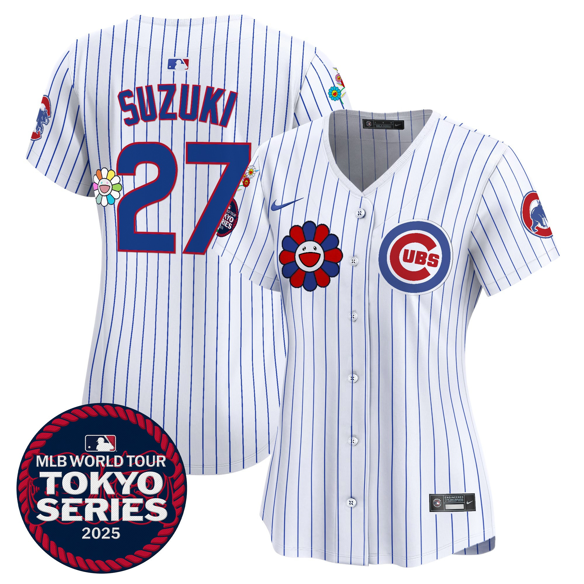 Seiya Suzuki Women's Chicago Cubs Tokyo Series 2025 Vapor Premier Limited Pinstripe Jersey - Stitched