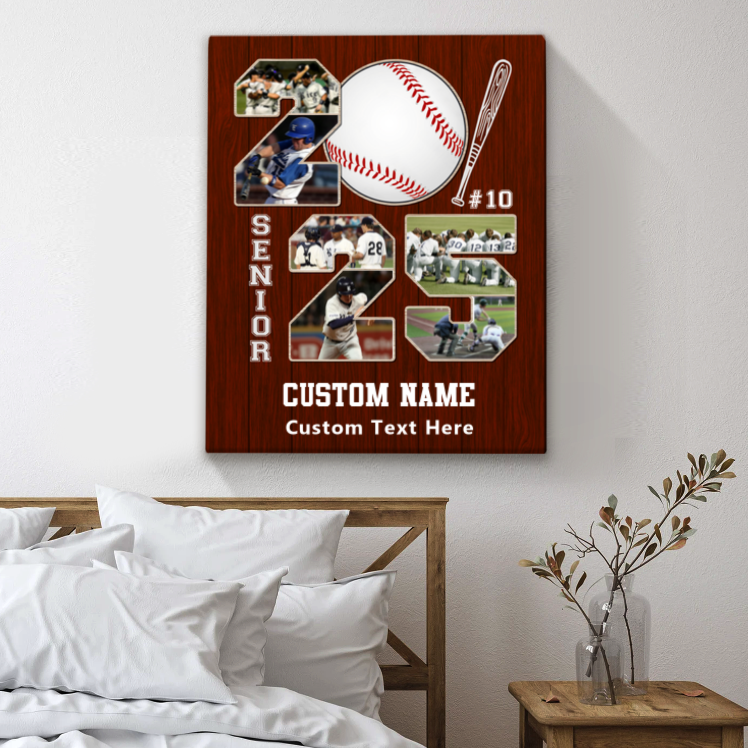 Senior 2025 Baseball Photo Collage Canvas, Baseball Senior Night 2025 Gifts, Personalized Gift For Baseball Player, Grad Baseball Collage Gifts