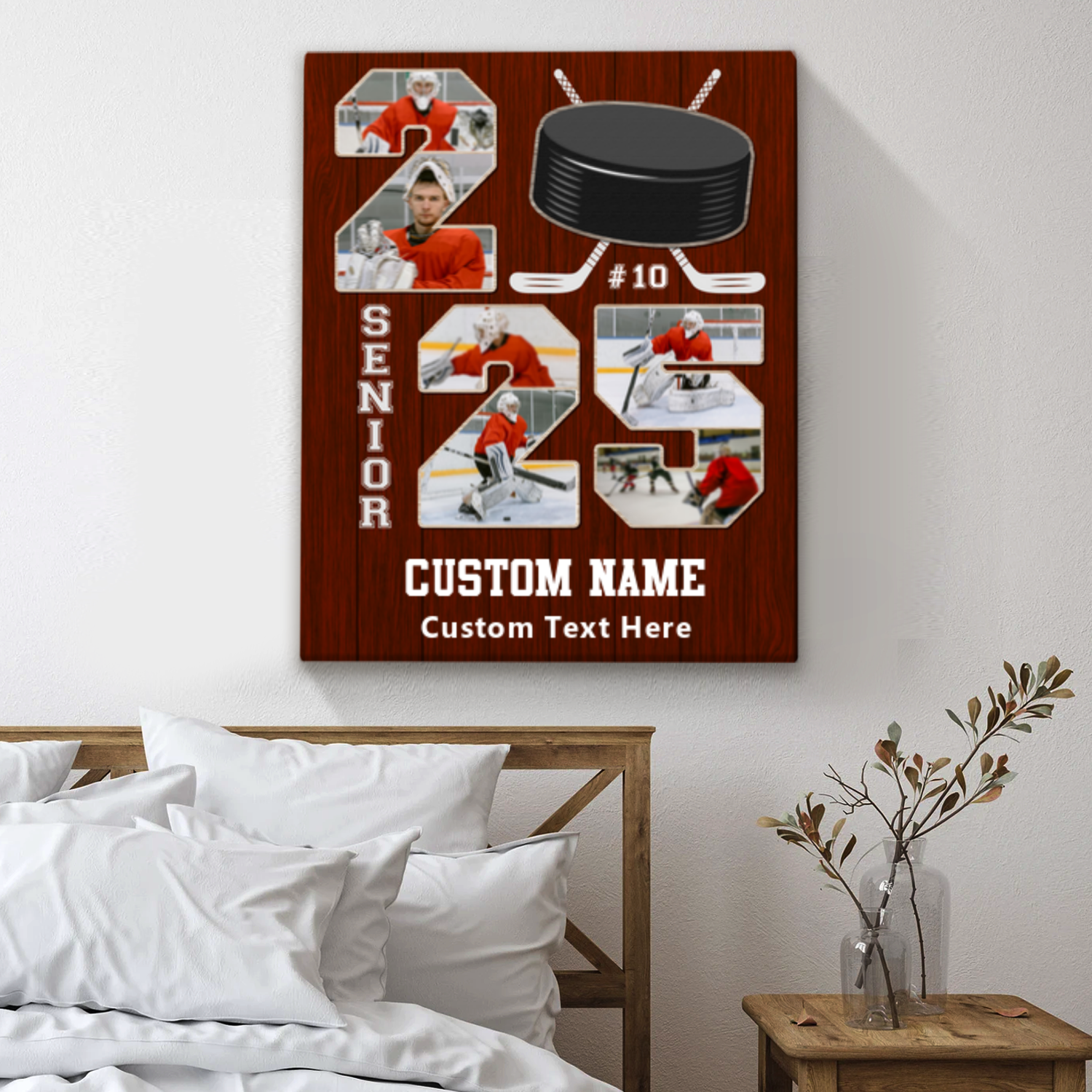 Senior 2025 Hockey Photo Collage Canvas, Hockey Senior Night 2025 Gifts, Personalized Gift For Hockey Player, Custom Hockey Graduation Gift