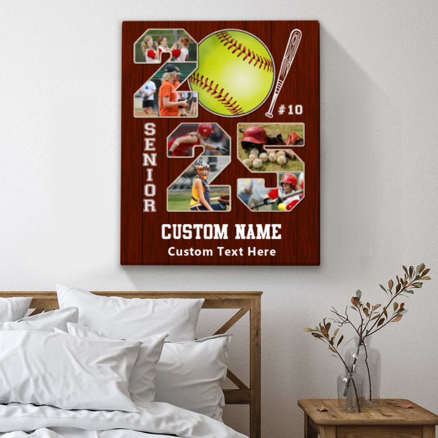 Senior 2025 Softball Photo Collage Canvas, Softball Senior Night 2025 Gifts, Personalized Gift For Softball Player, Custom Softball Graduation Gift