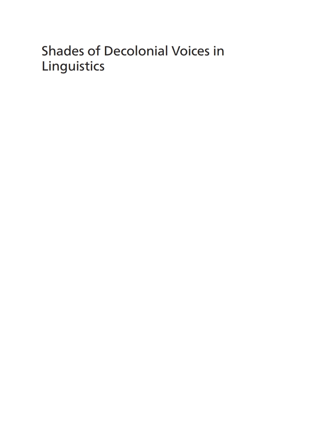 Shades of Decolonial Voices in Linguistics - (PDF/EPUB Version)