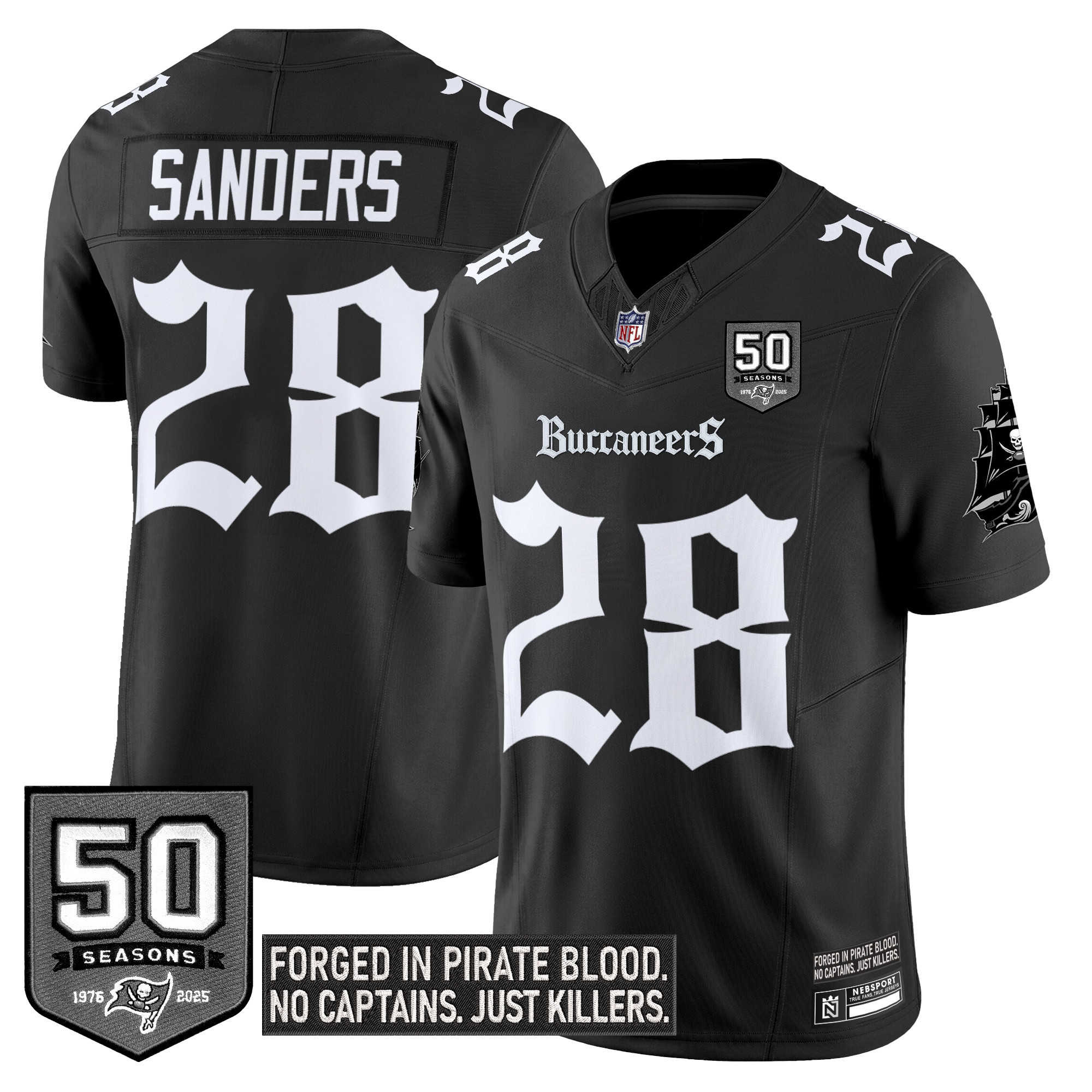 Shilo Sanders Men's Tampa Bay Buccaneers 'Gothic Pirate Shadows Edition' Limited Black Jersey - All Stitched