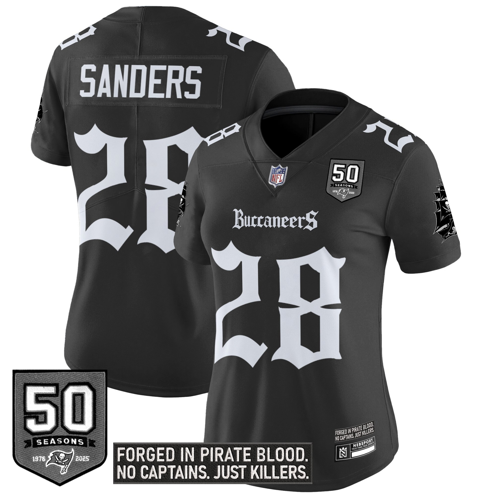 Shilo Sanders Women's Tampa Bay Buccaneers 'Gothic Pirate Shadows Edition' Vapor Limited Black Jersey - All Stitched
