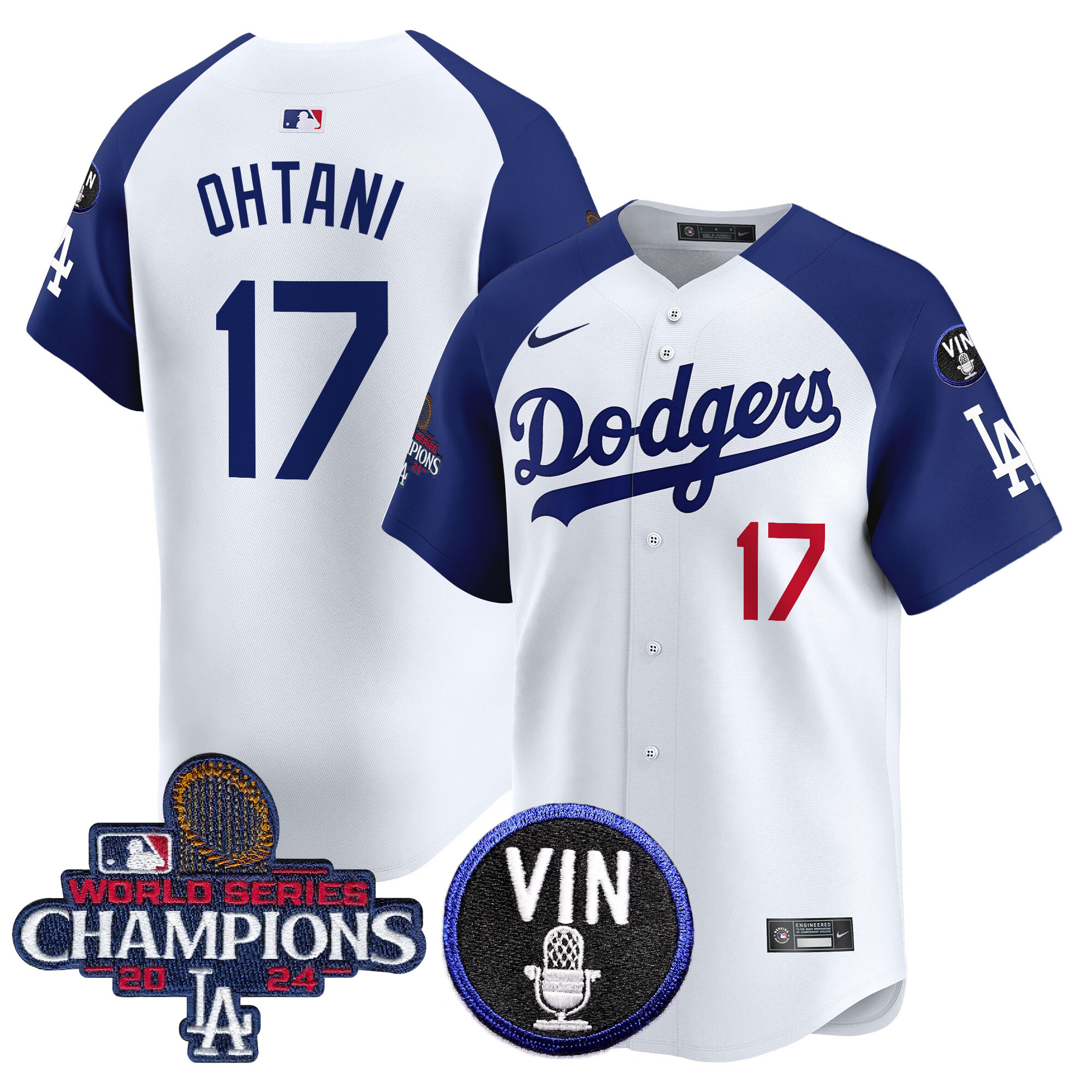 Shohei Ohtani Men's Los Angeles Dodgers 2024 World Series Champions Patch Vapor Premier Limited Alternate White Jersey V3 - All Stitched