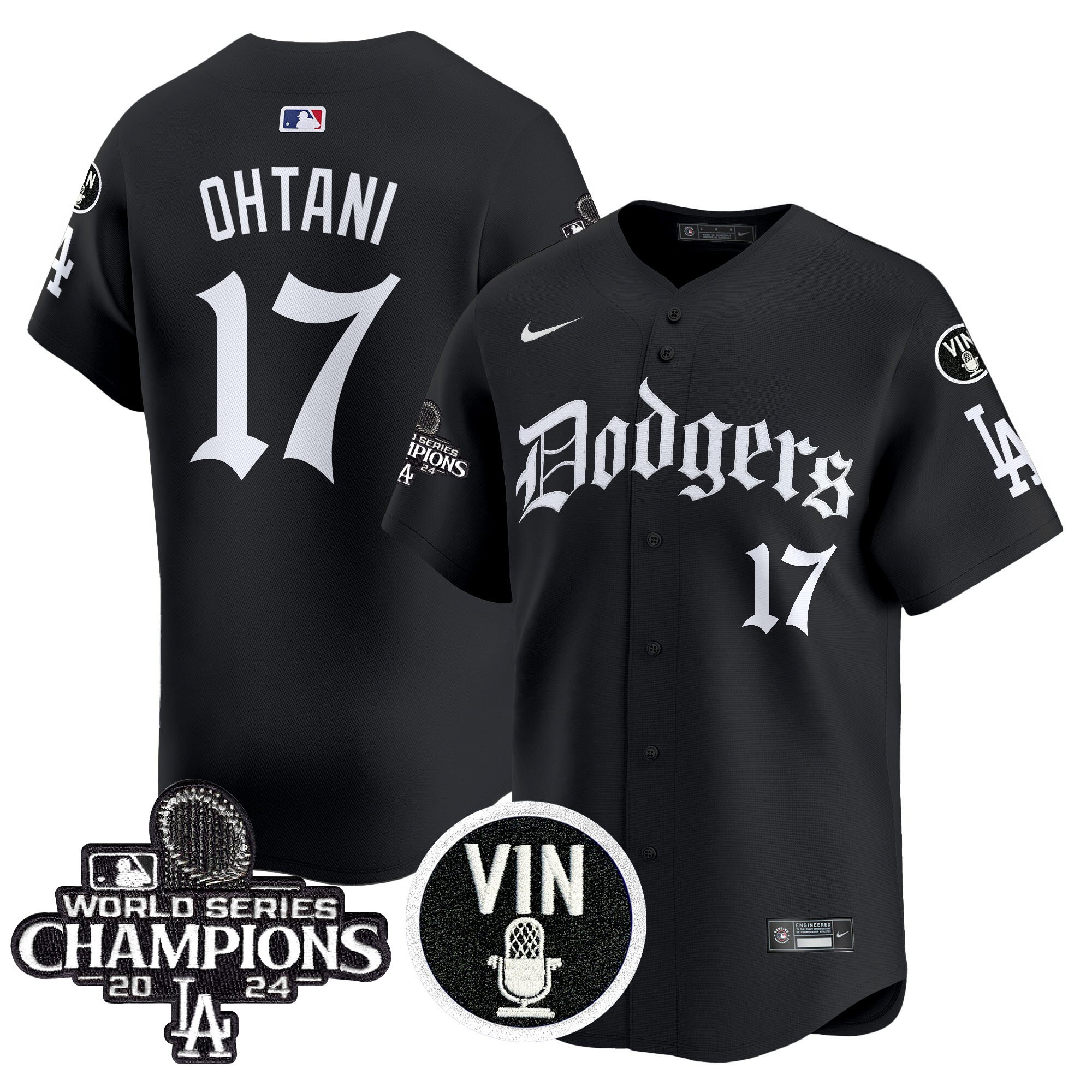 Shohei Ohtani Men's Los Angeles Dodgers 2025 LA Gothic Style Vapor Premier Limited Black Jersey V2 - All Stitched