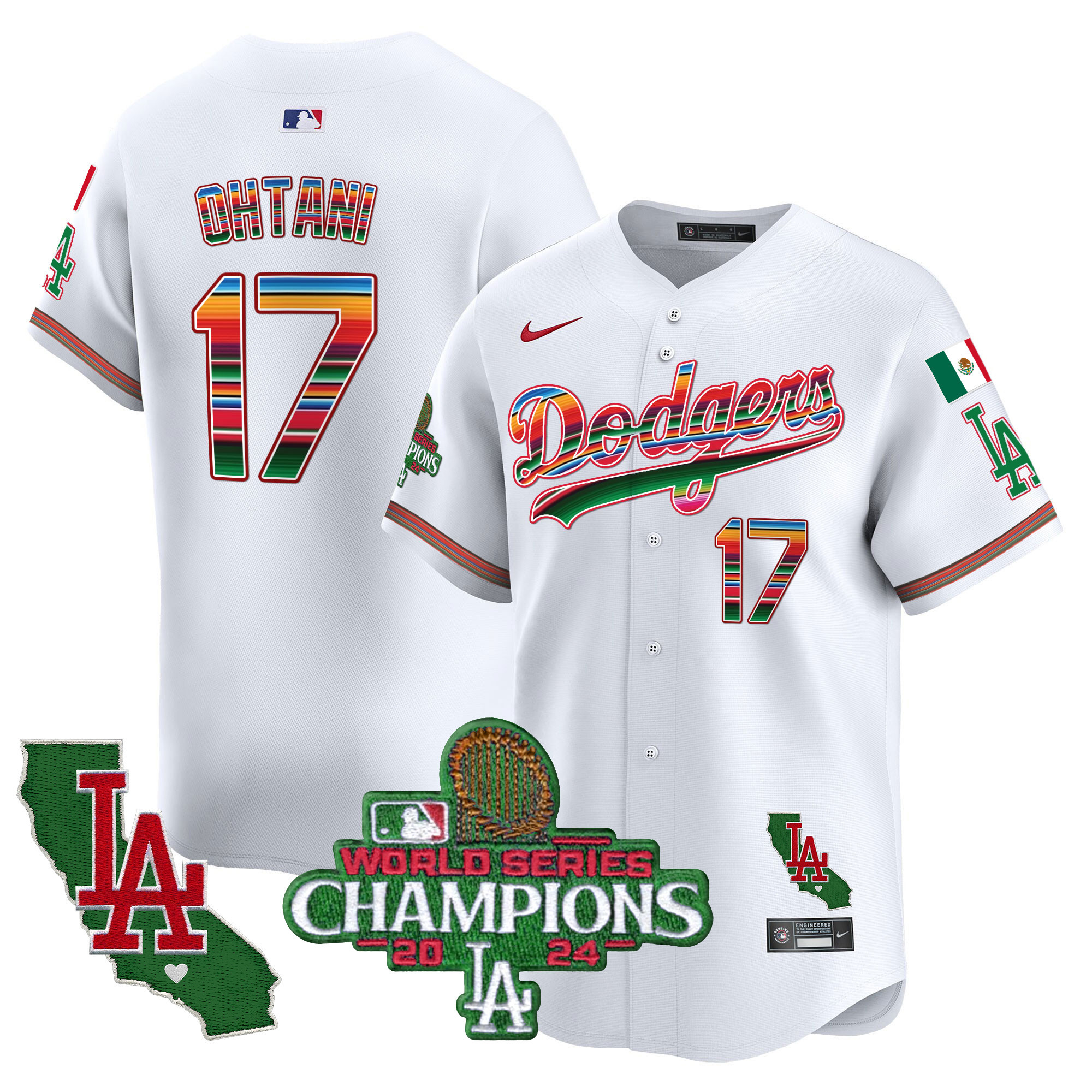 Shohei Ohtani Men's Los Angeles Dodgers Mexico 2024 World Series Champions Vapor Premier Limited White Jersey - All Stitched