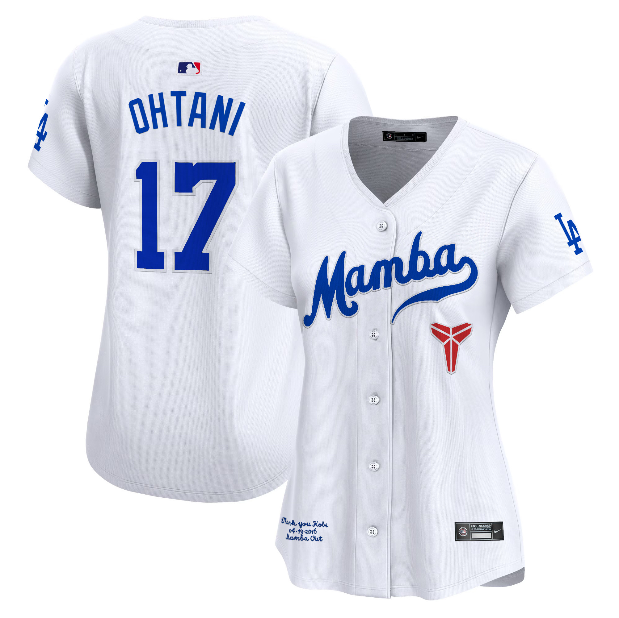 Shohei Ohtani Women's Los Angeles Dodgers Kobe Bryant Mamba Vapor Premier Limited White Jersey - All Stitched